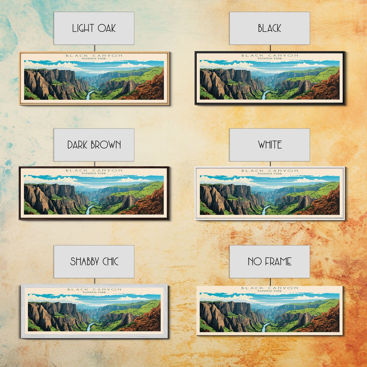 Black Canyon Of The Gunnison National Park, Panoramic Colorado Travel Art, National Park Print, Minimalist Travel Art, Midcentury Modern