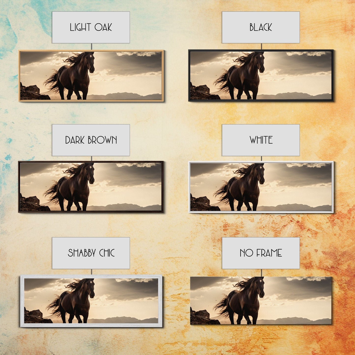 Canvas Wall Art, Horse Photography Print, Framed Canvas Print, Horse Wall Decor, Panoramic Wall Art, Large Wall Art, Rustic Decor