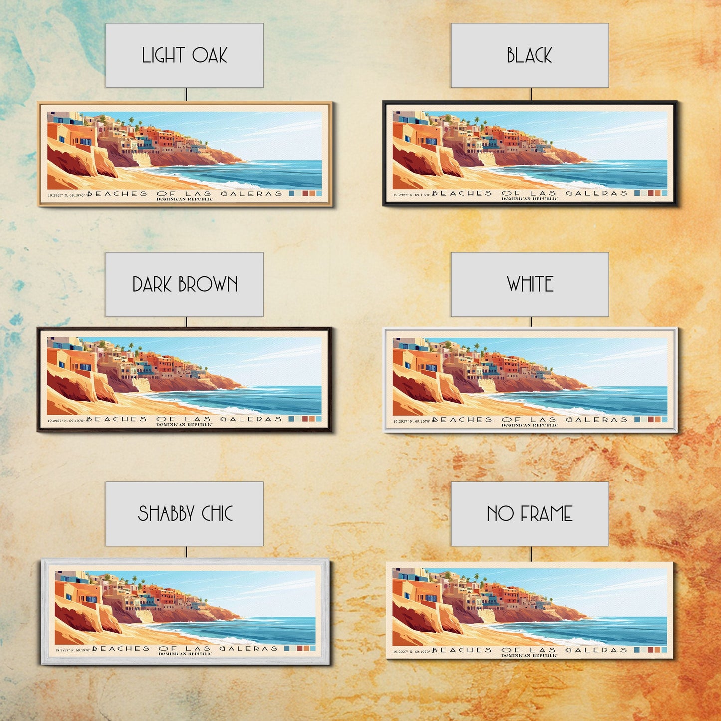 Beaches of Las Galeras, Dominican Republic Panoramic Beach Print, Vacation Gift, Dominican Republic Wall Art, Framed Canvas Print, Framed Beach Painting