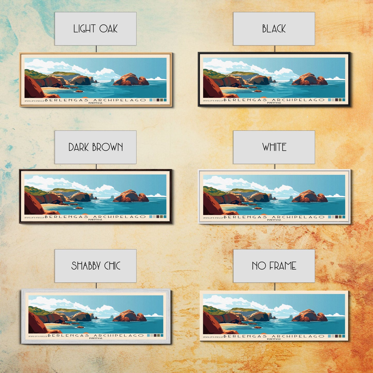 Berlengas Archipelago, Portugal Panoramic Print, Vacation Gift, Portugal Wall Art, Beach Painting, Beach Decor, Beach Or Lakehouse Art