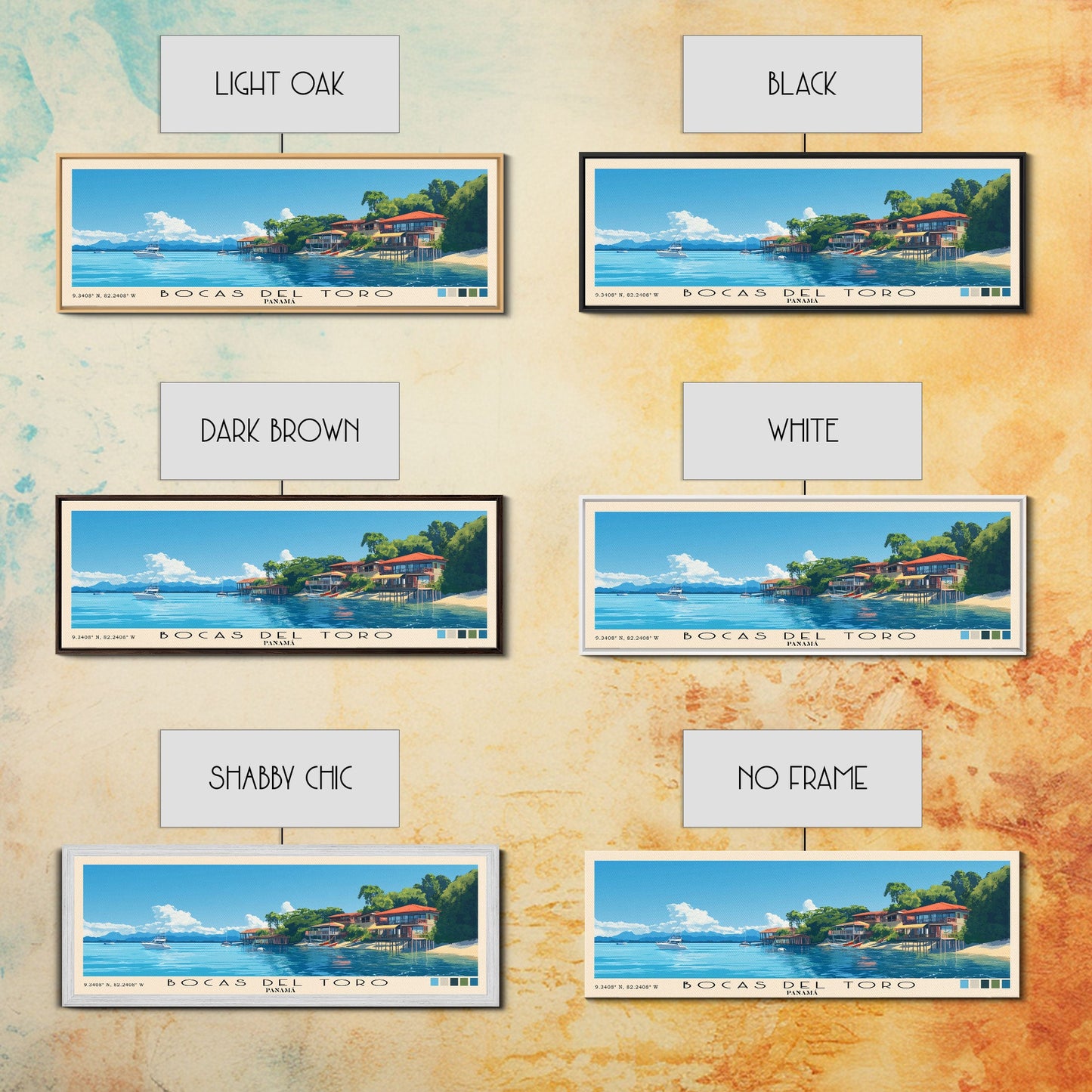 Bocas del Toro , Panamá Panoramic Beach Print, Vacation Gift, Panamá Wall Art, Beach Painting, Beach Decor, Beach Painting