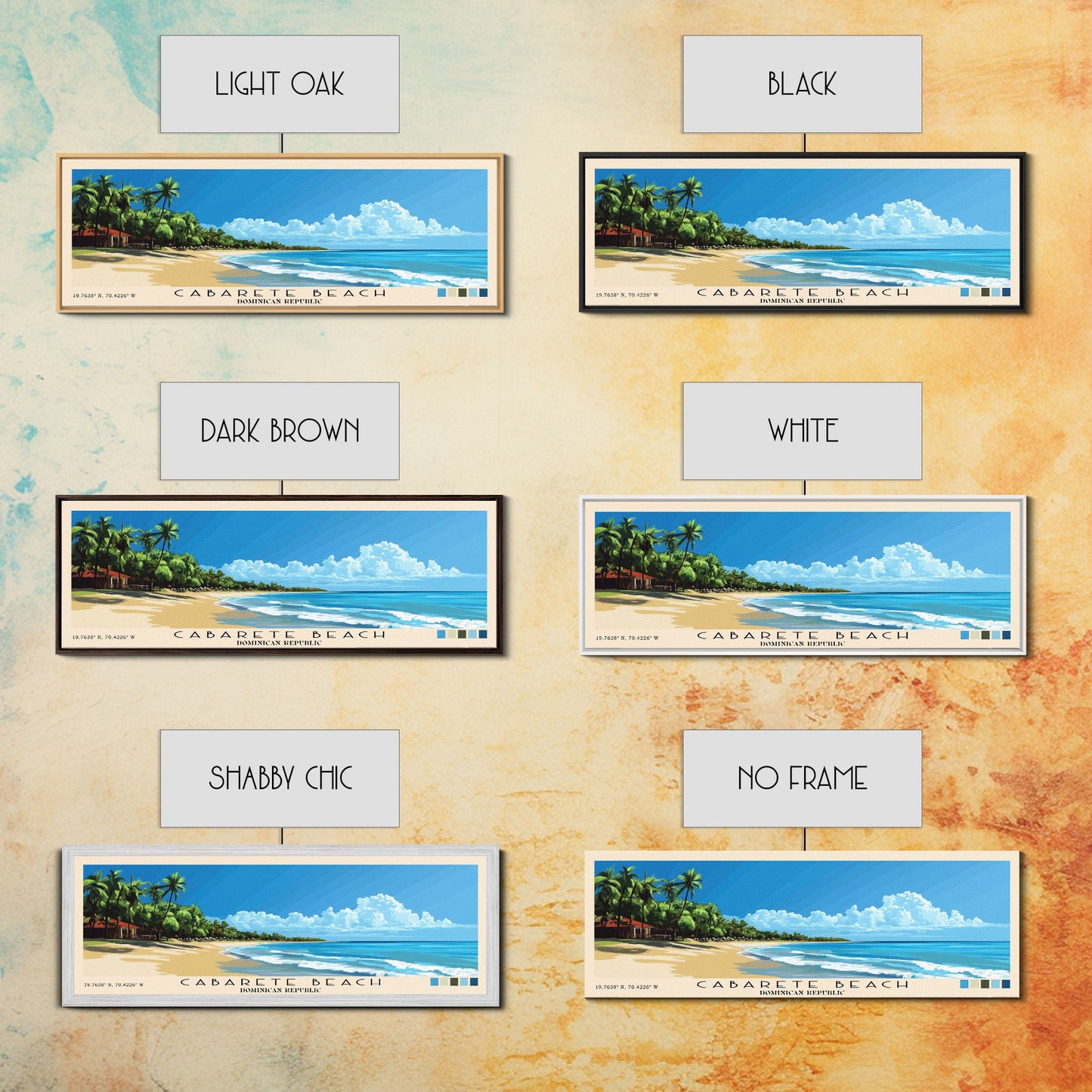 Cabarete Beach, Dominican Republic Panoramic Print, Vacation Gift, Dominican Republic Wall Art, Beach Painting, Beach Decor, Beach Or Lakehouse Art