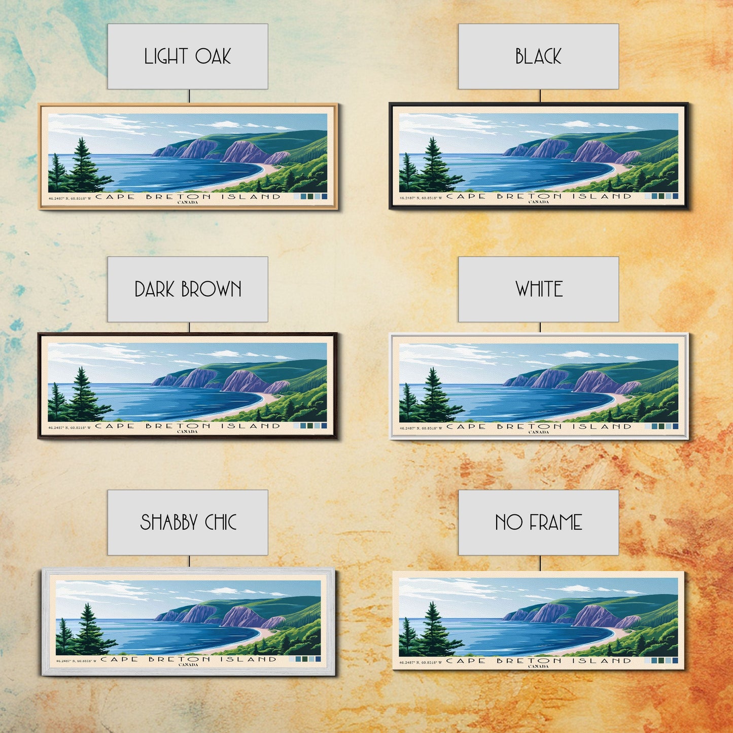 Cape Breton Island, Canada Panoramic Beach Print, Vacation Gift, Canada Wall Art, Framed Canvas Print, Framed Beach Painting