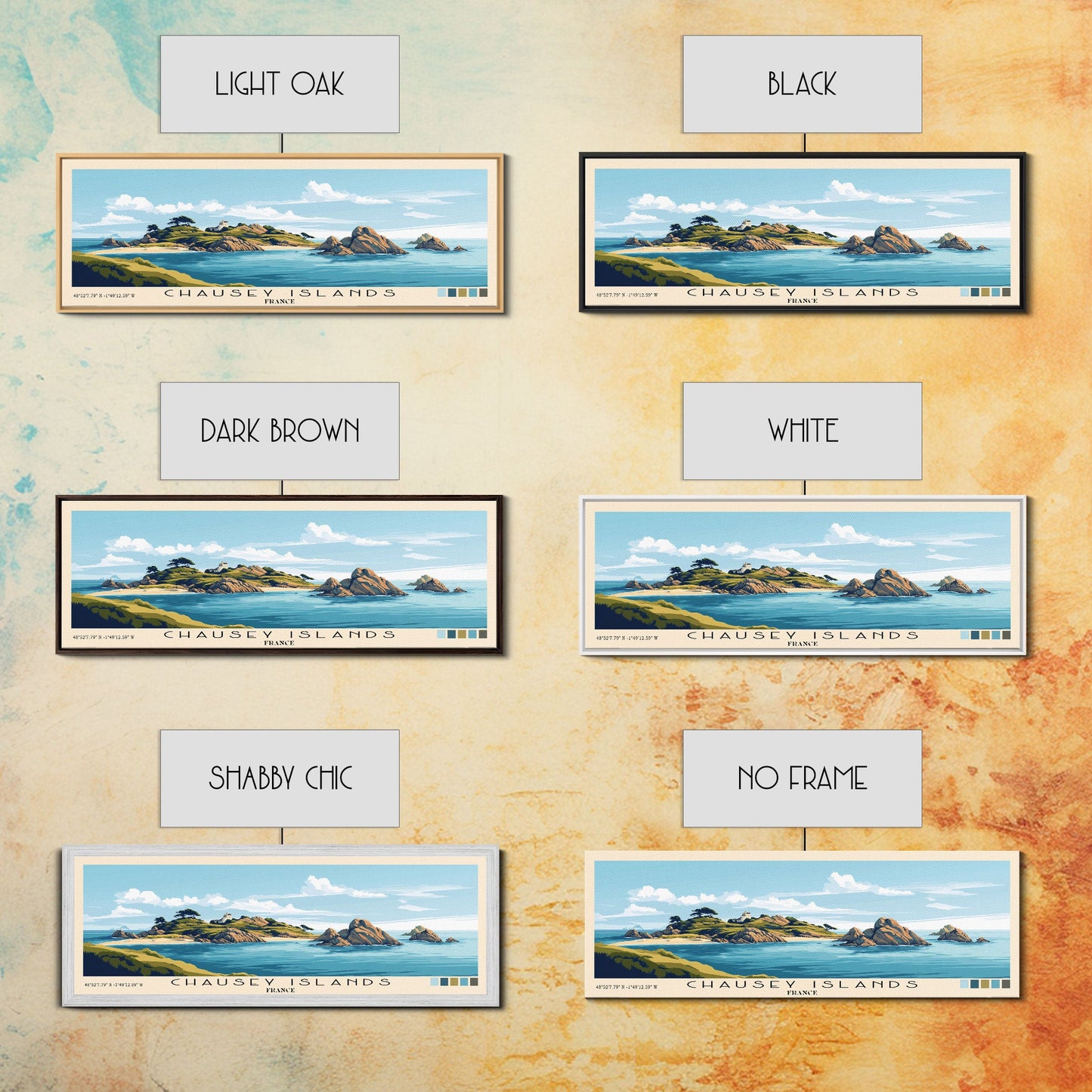 Chausey Islands, France Panoramic Beach Print, Vacation Gift, France Wall Art, Beach Painting, Beach Decor, Beach Painting