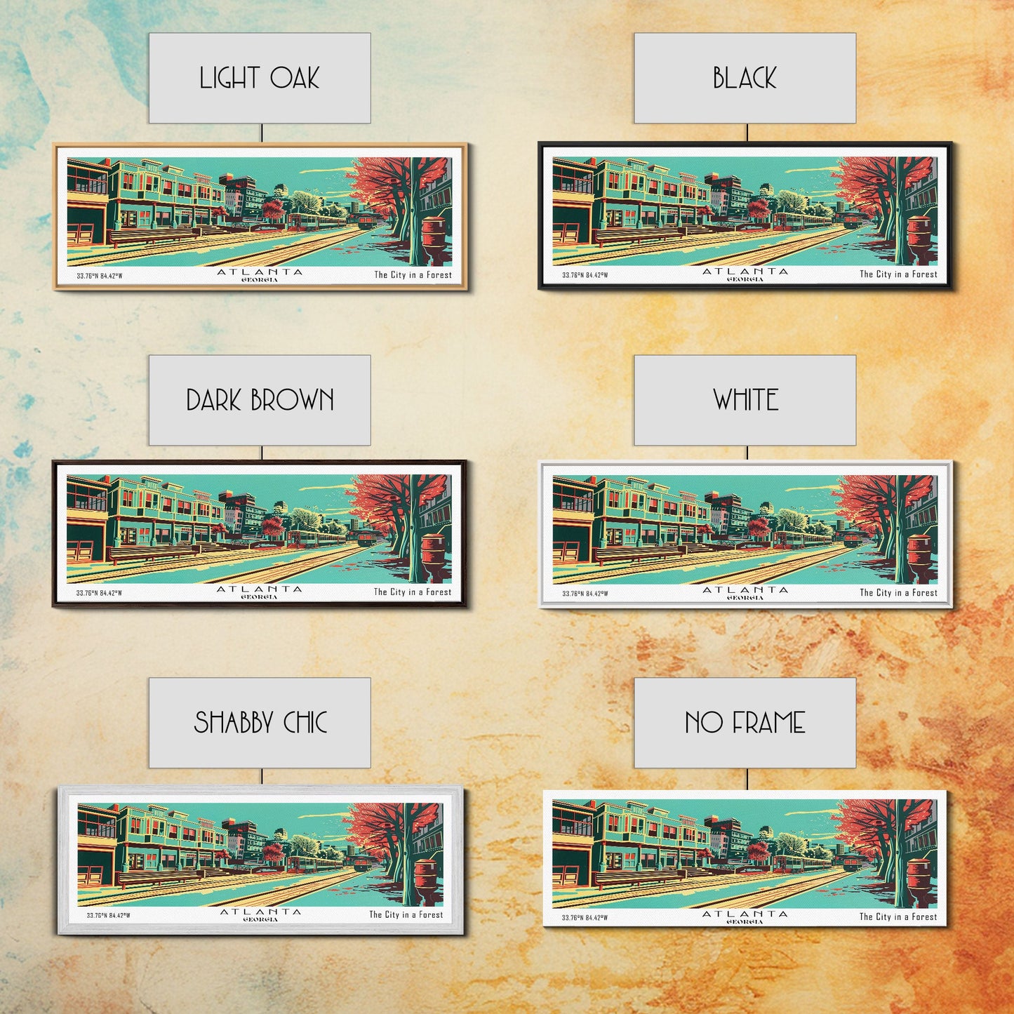 Atlanta Georgia Panoramic Travel Poster Canvas Print