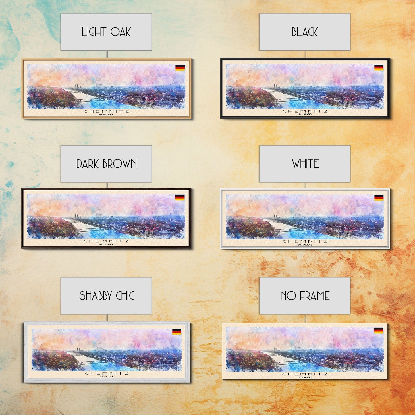 Chemnitz Germany Wall Art, Panoramic Travel Poster, Panoramic Framed Canvas Print, City Wall Art, Wall Hanging Home Decor, Travel Art