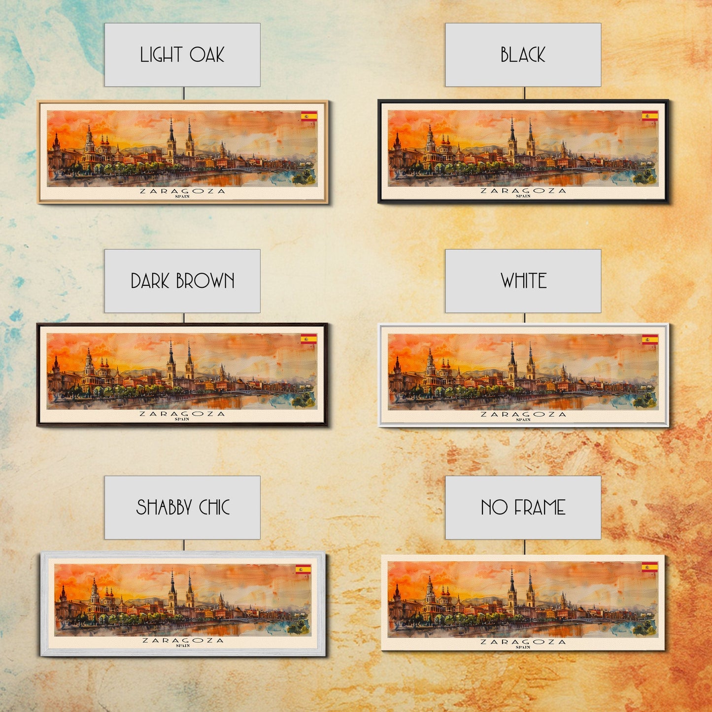Zaragoza Spain Wall Art, Panoramic Travel Poster, Panoramic Framed Canvas Print, City Wall Art, Wall Hanging Home Decor, Travel Art