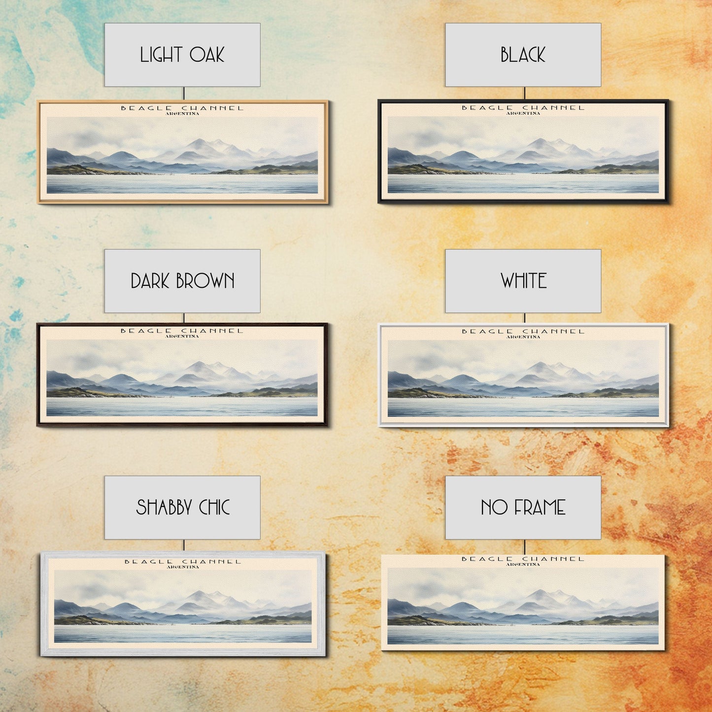 Beagle Channel Travel Poster Print, Framed Canvas Print, COUNTRY Travel Art, Wood Framed Art, Wall Hanging, Home Decor