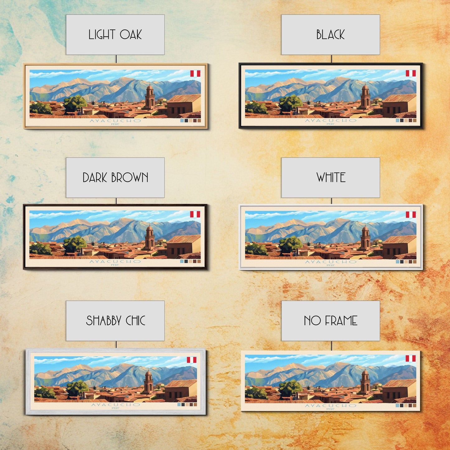 Ayacucho, Peru Panoramic Travel Poster Canvas Print, Ayacucho, Peru Painting, Peru Art, Ayacucho Travel Art, Guest Room Painting