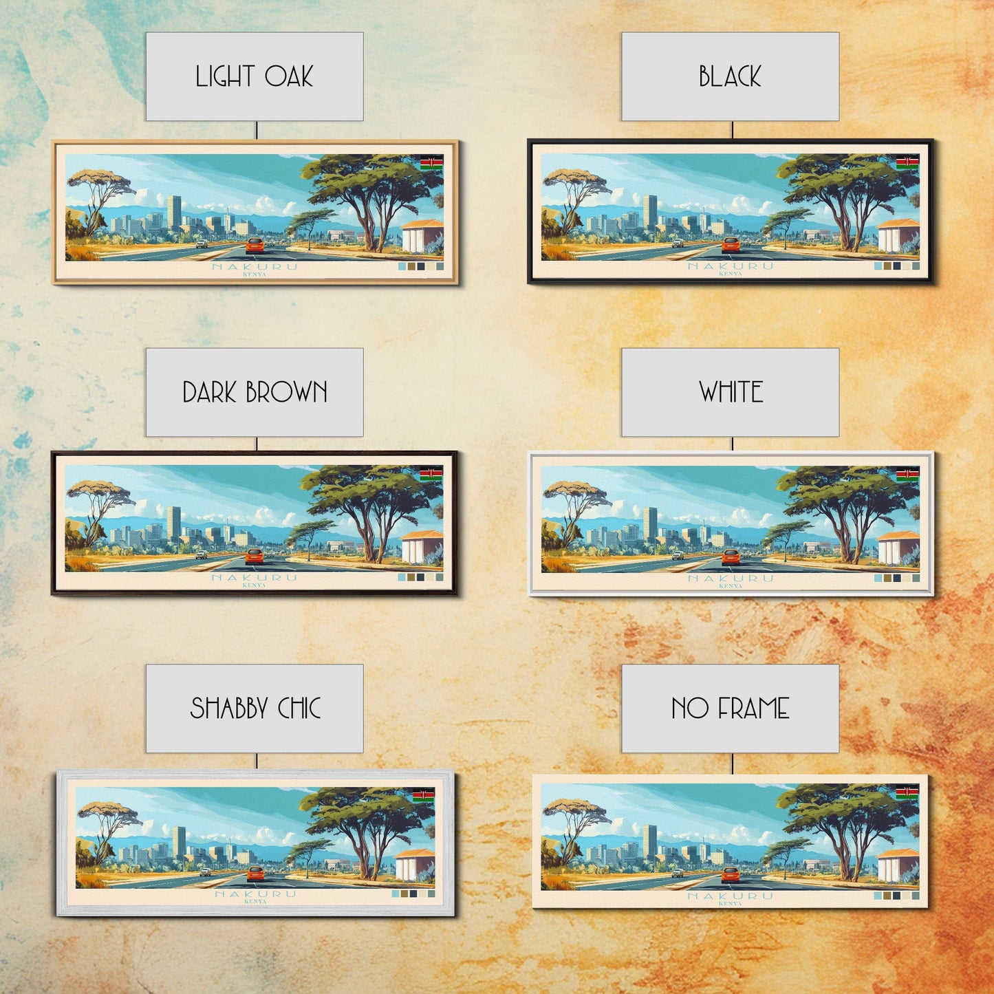 Nakuru, Kenya Travel Poster Panoramic Canvas Print, Nakuru, Kenya Painting, Kenya Art, Nakuru Travel Art, Guest Room Painting