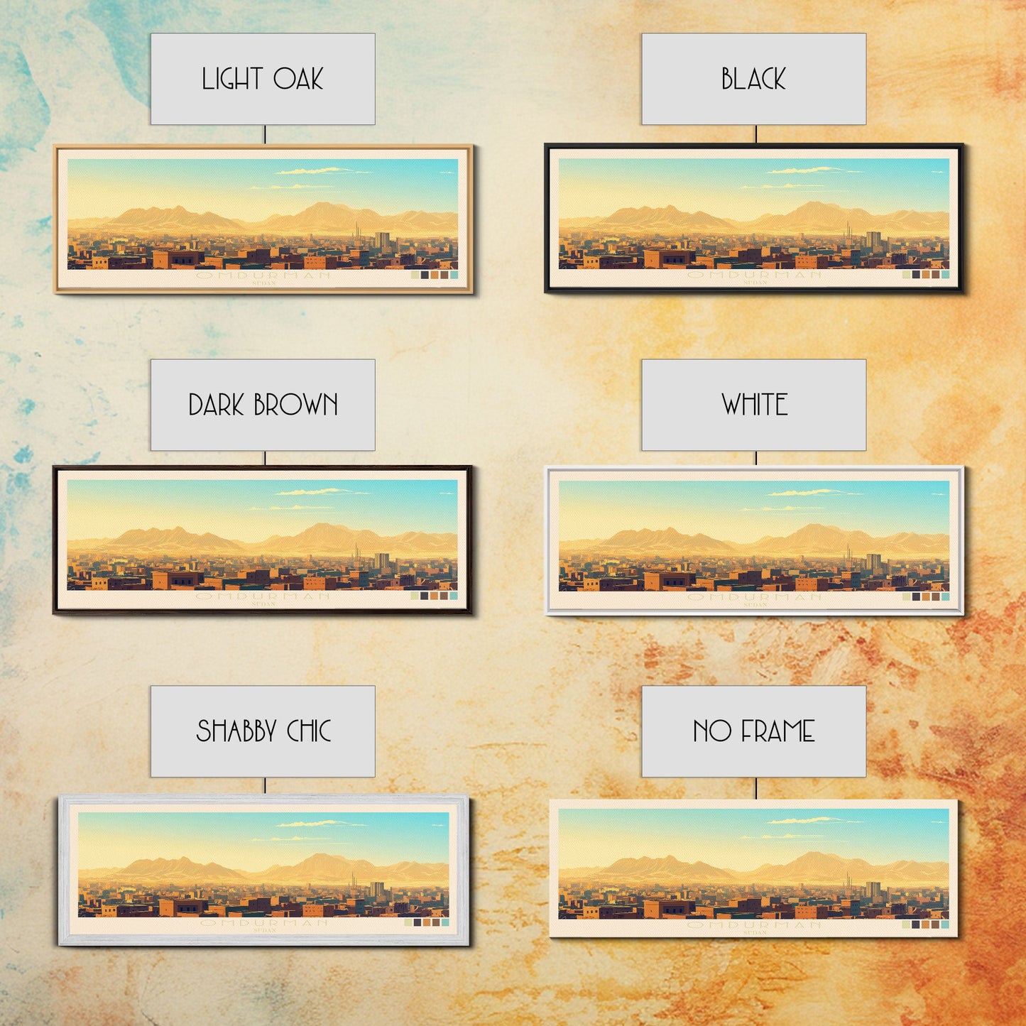 Omdurman, Sudan Panoramic Travel Poster Canvas Print, Omdurman, Sudan Painting, Sudan Art, Omdurman Travel Art, Guest Room Painting