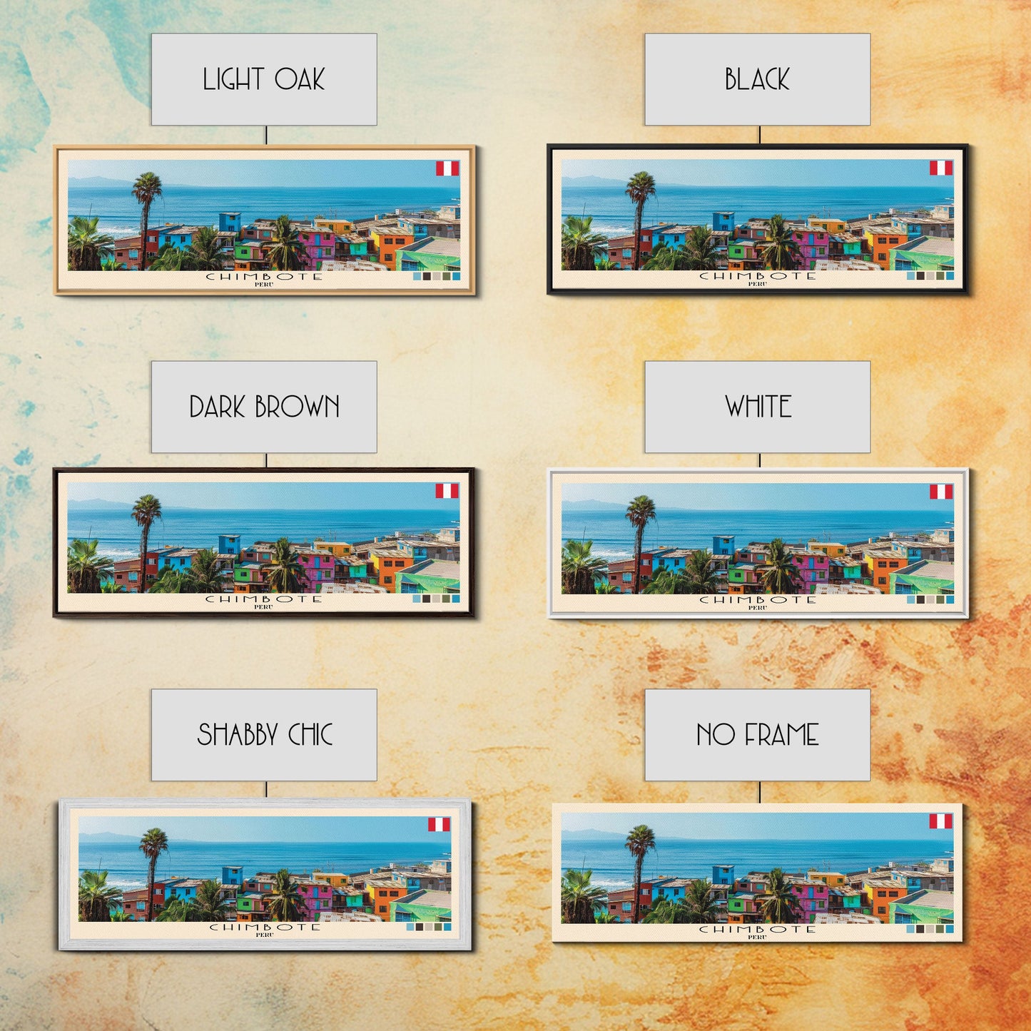 Chimbote, Peru Panoramic Canvas Print, Chimbote, Peru Painting, Peru Art, Chimbote Travel Poster, Travel Art, Housewarming Gift