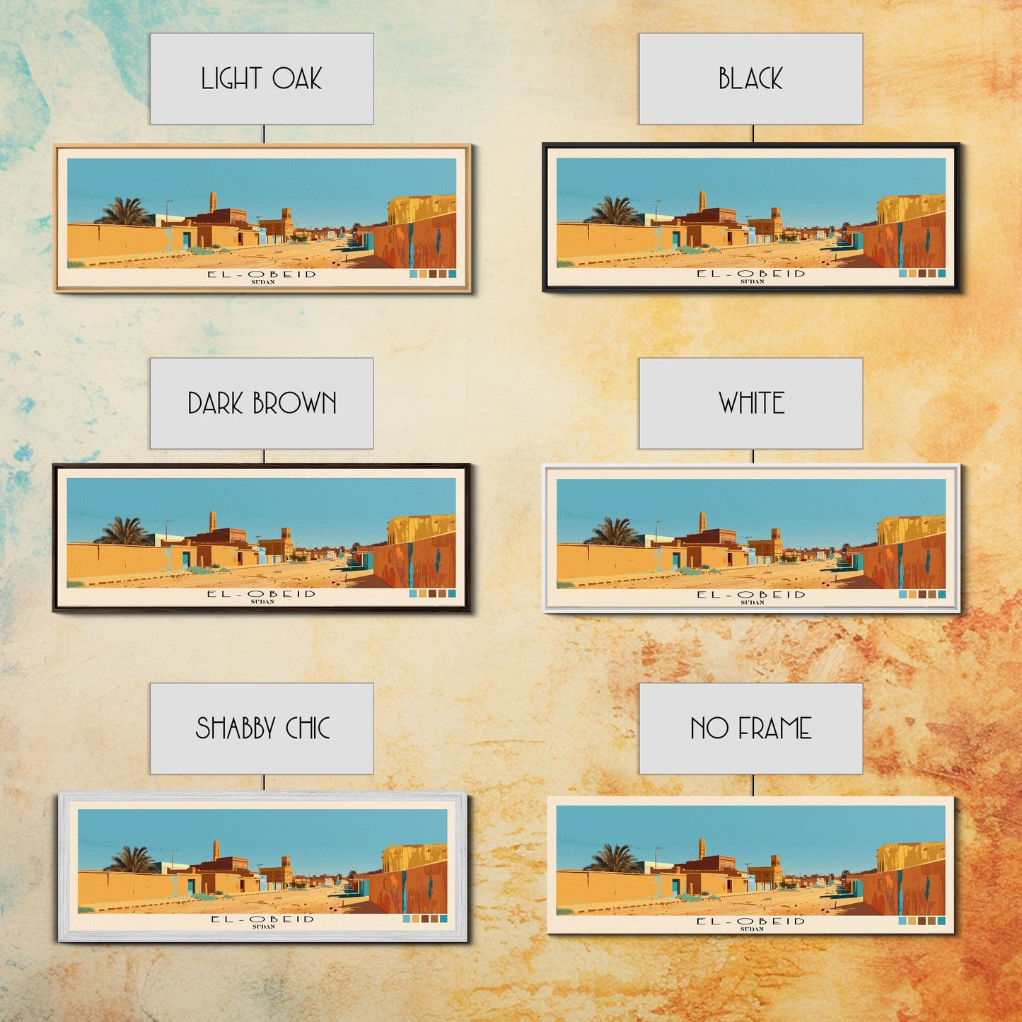 El-Obeid, Sudan Panoramic Canvas Print, El-Obeid, Sudan Painting, Sudan Art, El-Obeid Travel Poster, Travel Art, Vacation Gift