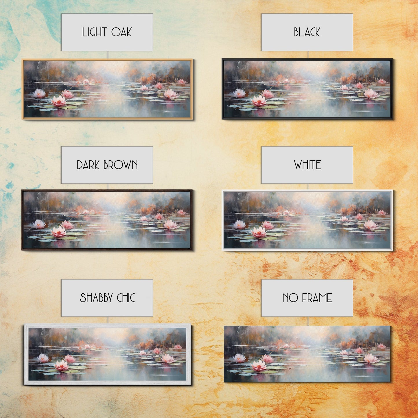 White Water Lilies Fantasy Decor, Framed Canvas Print, Ready To Hang, Floral Wall Art, Home Decor, Springtime Art, Farmhouse Art