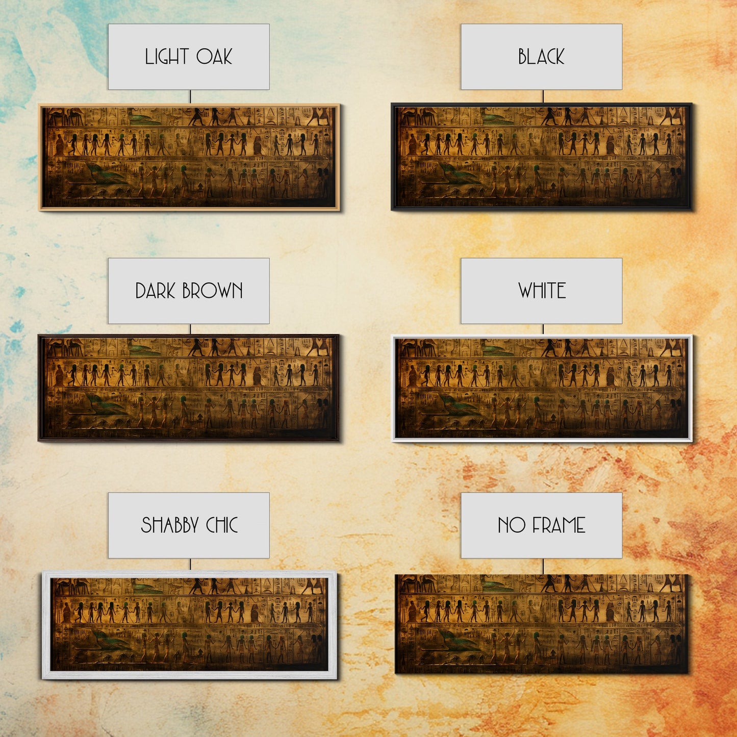 Egyptian Hieroglyphs, Framed Canvas Print, Unique Wall Art, Egyptian Inspired Wall Decor