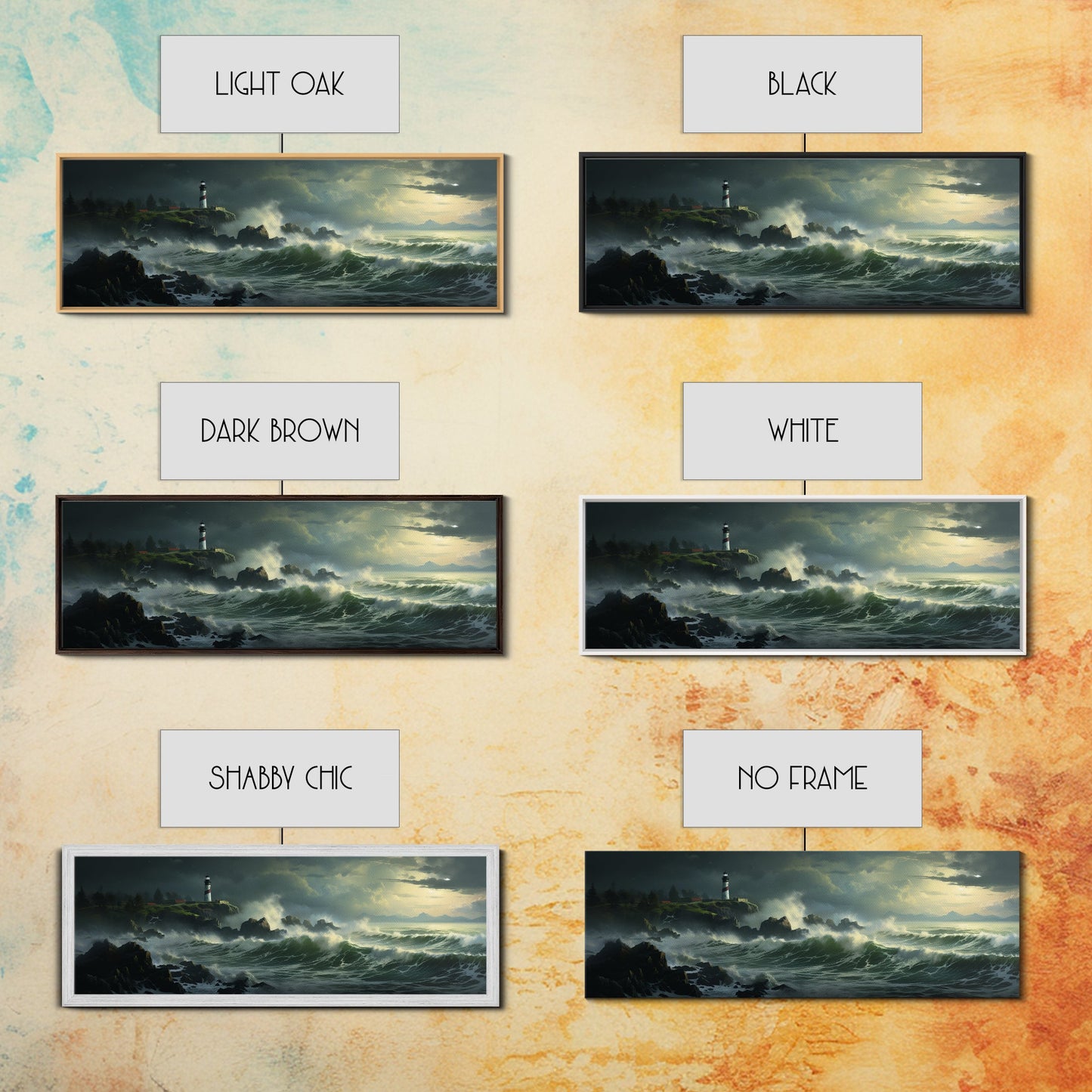 Lighthouse In The Storm, Framed Canvas Print, Nautical Decor, Nautical Painting, Guest Room Art, Moody Decor