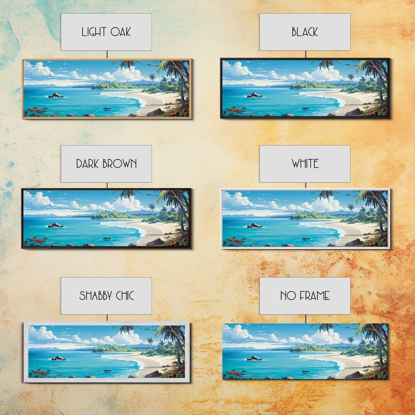 The Beach - Tropical Painting Framed Canvas Print - Hawaii Art - Tropical Decor - Above Sofa Wall Art - Wall Hanging