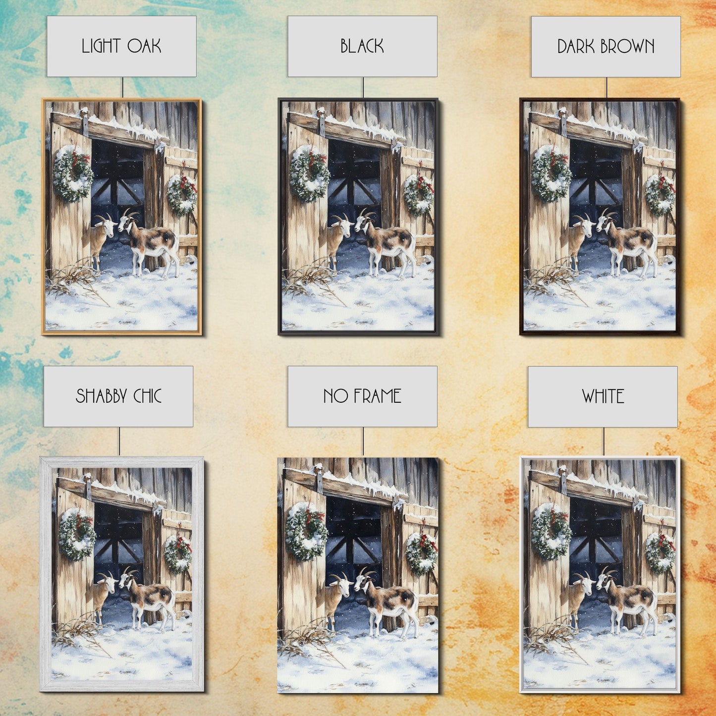 Cute Goats In The Winter, Rustic Farmhouse Wall Art, Holiday Gift, Gallery Wall Decor, Winter Vibes, Christmas 2024 Wall Art