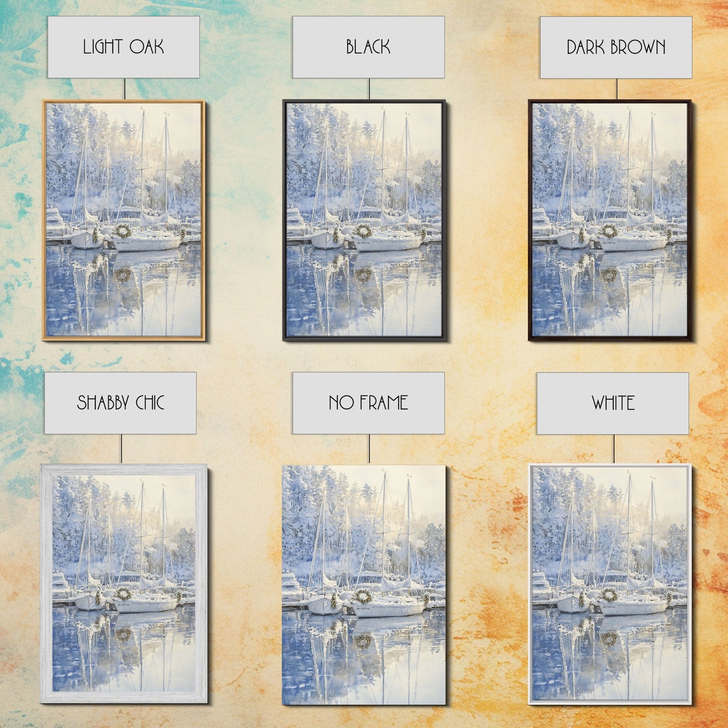 Nautical Christmas Decor, Sailboats On A Frozen Lake, 2024 Christmas Decor, Boho Christmas Decor, Christmas Mantle Decor