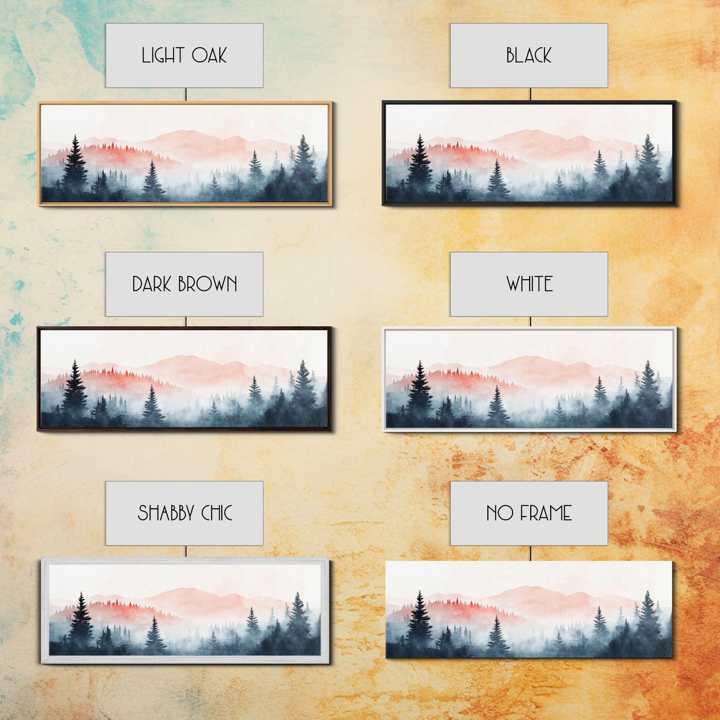 Misty Mountain Panoramic Print, Wood Framed Wall Art, Dark & Moody Home Decor, Fog Over The Blueridge Mountains