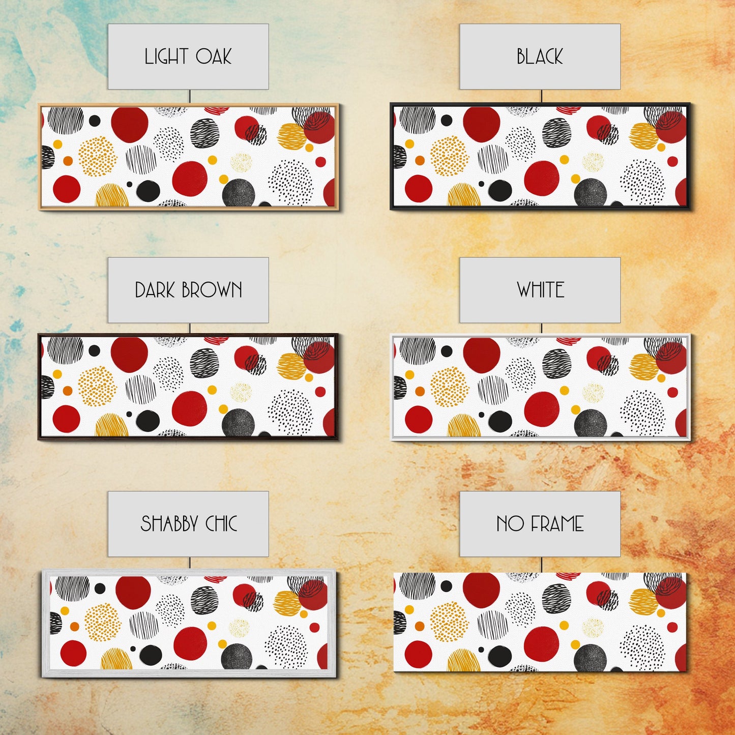 Polk Dots MCM Wall Decor, Framed Canvas, Canvas Print, Midcentury Modern Abstract Art, White Background, Eclectic Kitsch Home Decor