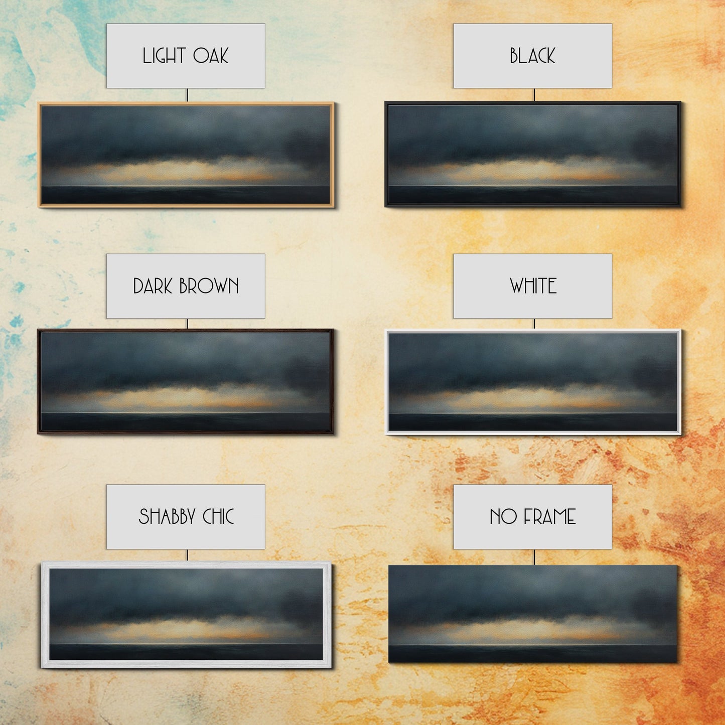 Prelude - Storm Over The Calm Sea - Framed Canvas Print - Dark and Moody Decor - Seascape Painting - Unique Wall Art