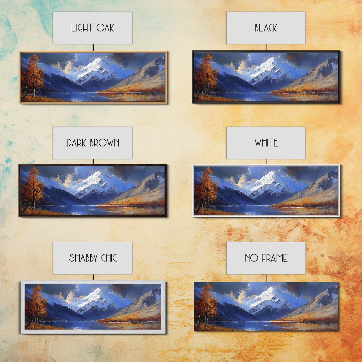 Landscape Wall Art - Framed, Horizontal Landscape Print, Panoramic Landscape Wall Art, Oil Painting Landscape, Above Bed Long Wide Print, Modern Wall Art