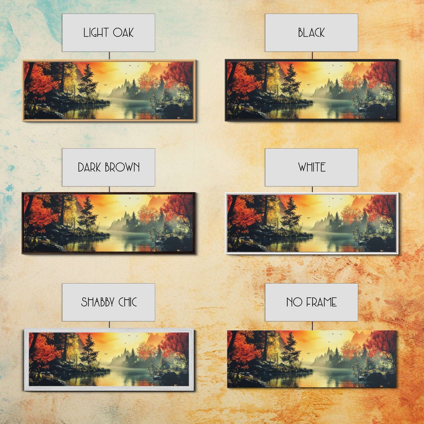 Dark and Moody Landscape, Sunset in the Valley, Framed Canvas Print, Original Artwork Gift Idea, Horizontal Print, Above Sofa, Lake House Decor, Lake Art