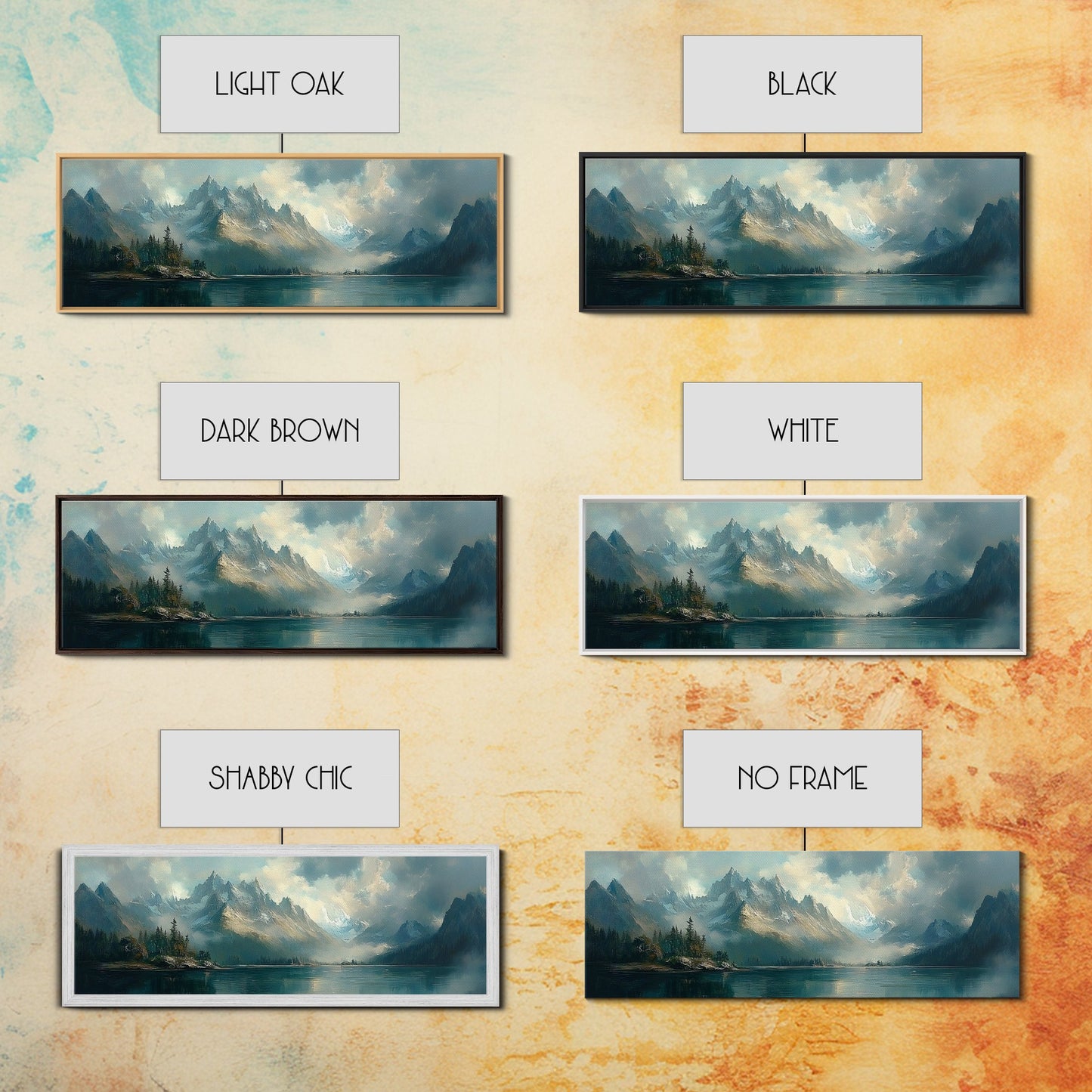 Moody Landscape Painting Print, Overcast Stormy Day In The Mountains, Thought Provoking Wall Art, Oversized Panoramic Ultra Wide Art