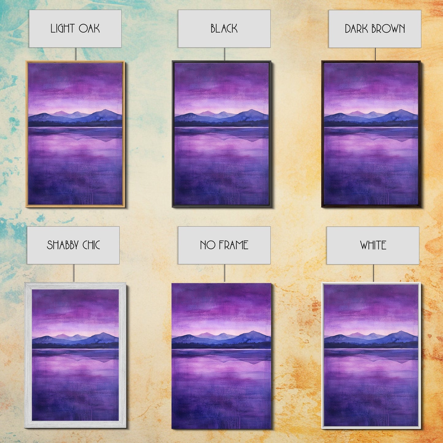Purple and Lavender Landscape Painting Print, Reflections, Original Watercolor Painting Print, Custom Painting, Living Room Wall Art