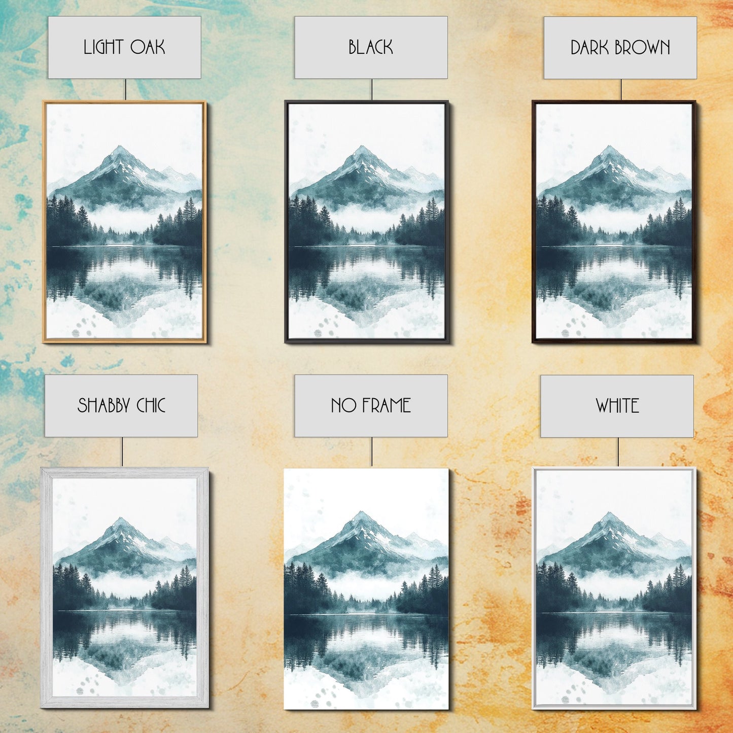 Fog In The Mountains, Framed Canvas Print, Pacific Northwest, Cascade Mountains, Emerald Green Landscape Painting, Boho Decor