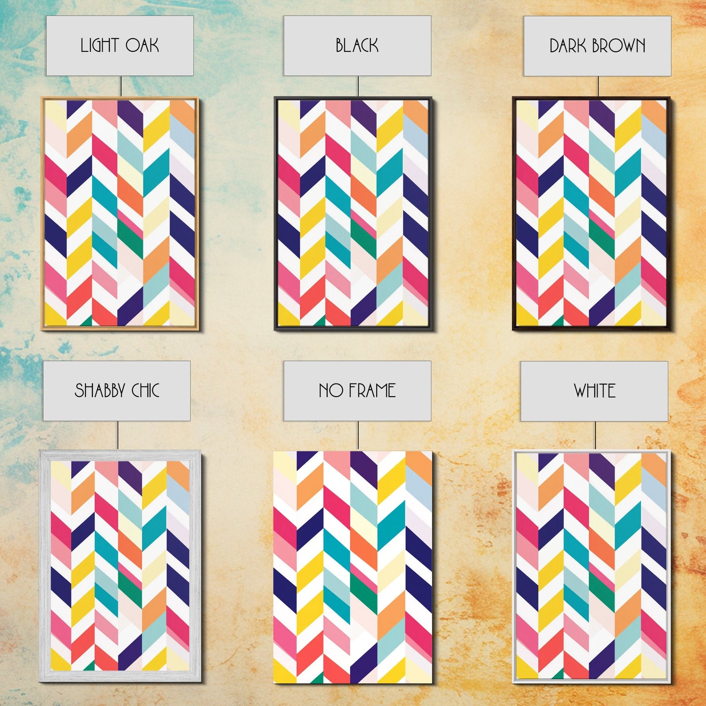 Pastel Chevrons Wall Art, Framed Canvas Print, Wood Framed Wall Art, Framed Wall Art, Gift Idea, Home Decor