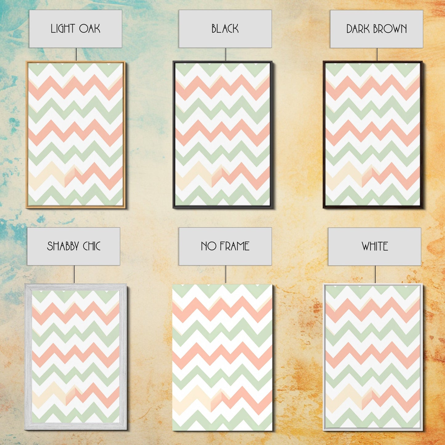 Pastel Chevron Zig Zag Pattern Wall Art, Mid Century Modern Boho Style Home Decor, Living Room Wall Hanging