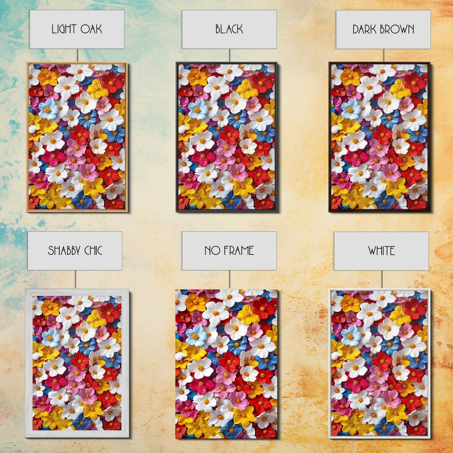 Botanical Prints Wall Art, Framed Canvas Print, 3D Effect Flower Art, Modern Art, Cute Room Decor, Aesthetic Decor, Trendy Wall Art