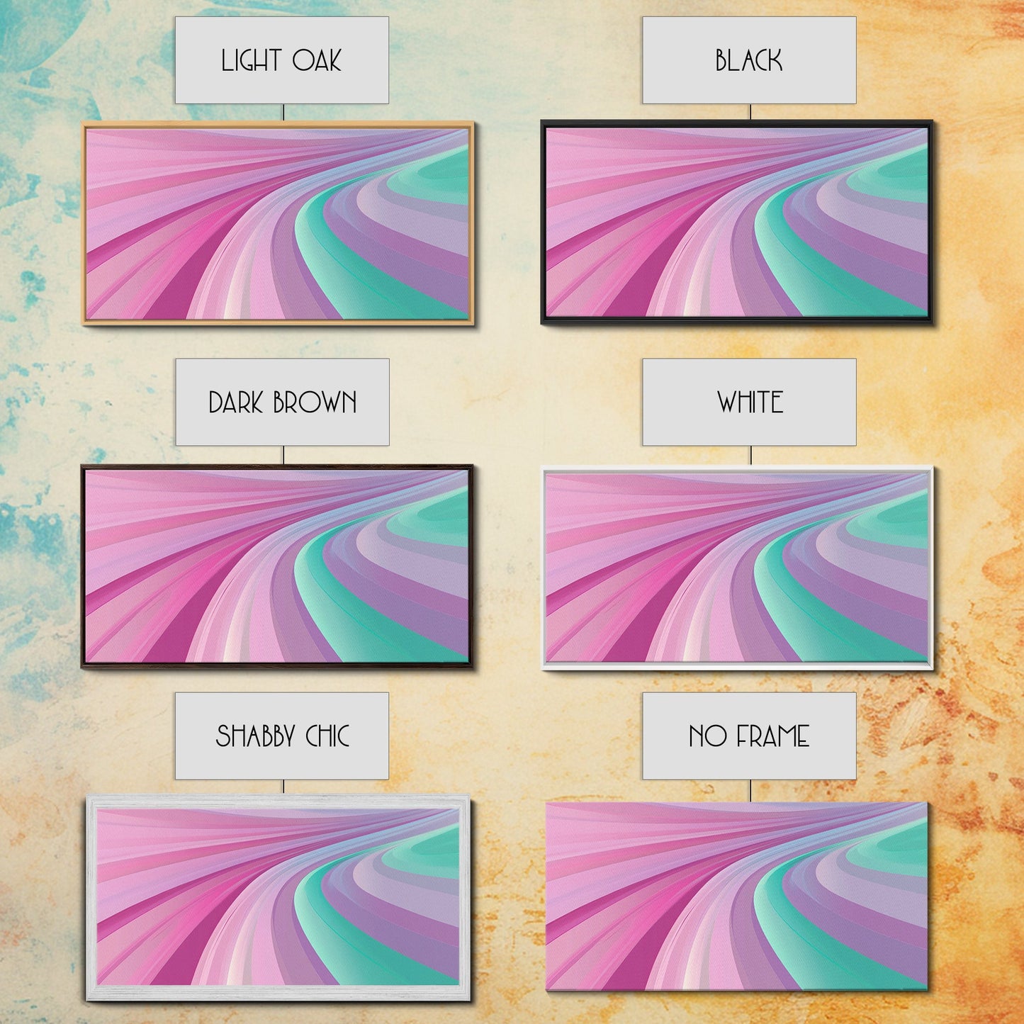 Mid-Century Modern Pastel Colors Wall Art, Turquoise and Purple