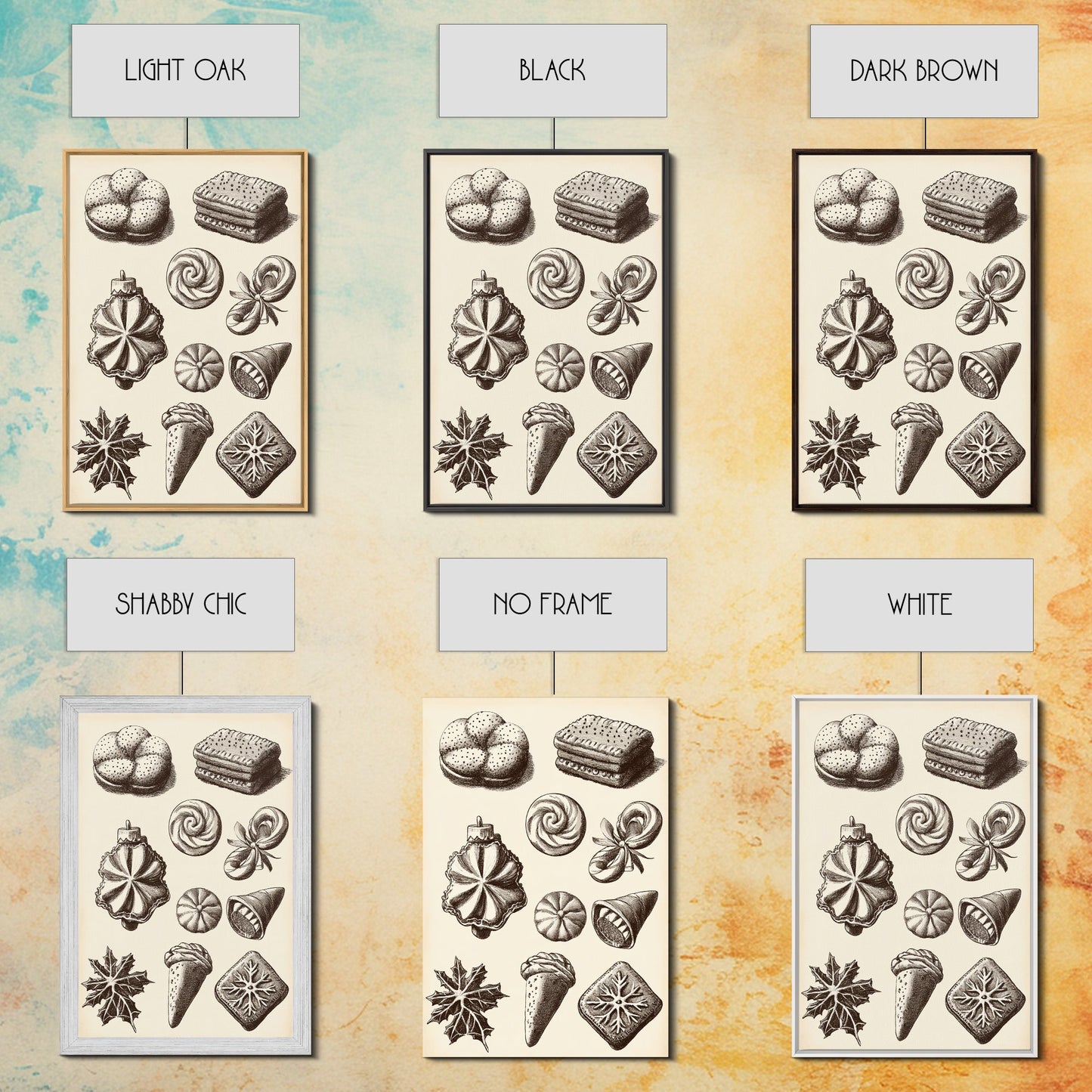 Cute Christmas Cookies Canvas Print - Framed Canvas - Minimalist Christmas Art - Boho Christmas Art - Rustic Christmas Art