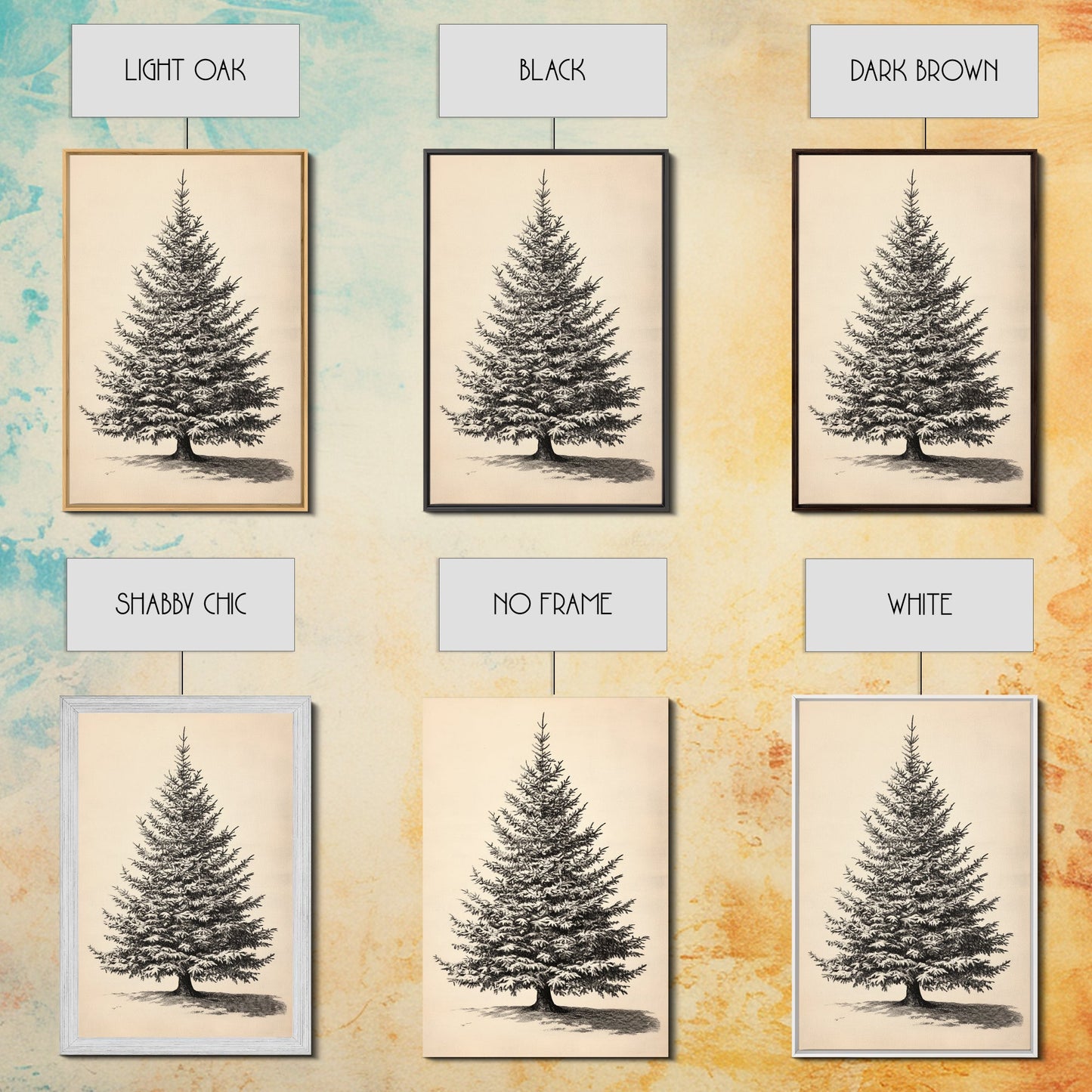 Sketch of a Christmas Tree Canvas Print - Framed Canvas - Minimalist Christmas Art - Boho Christmas Art - Rustic Christmas Art