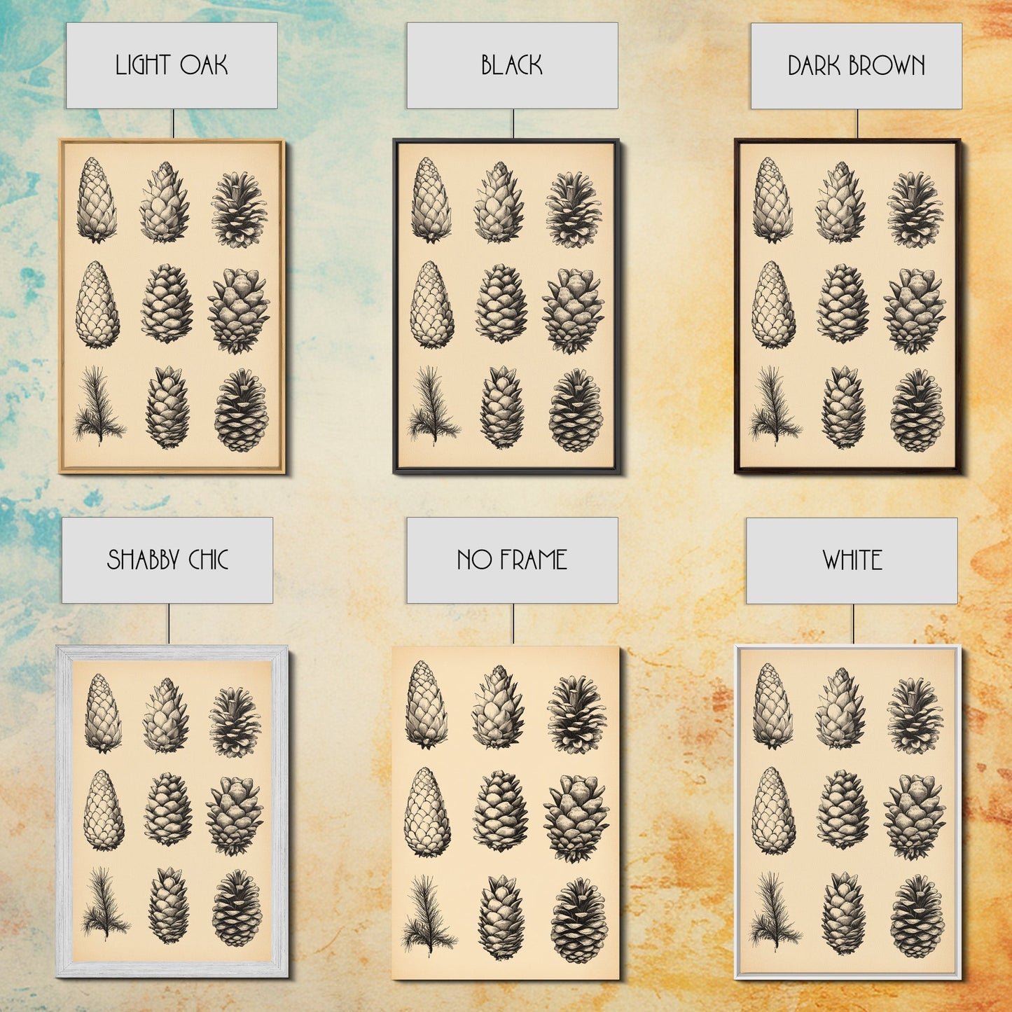 Vintage Pinecones Canvas Print - Framed Canvas - Minimalist Christmas Art - Boho Christmas Art - Rustic Christmas Art