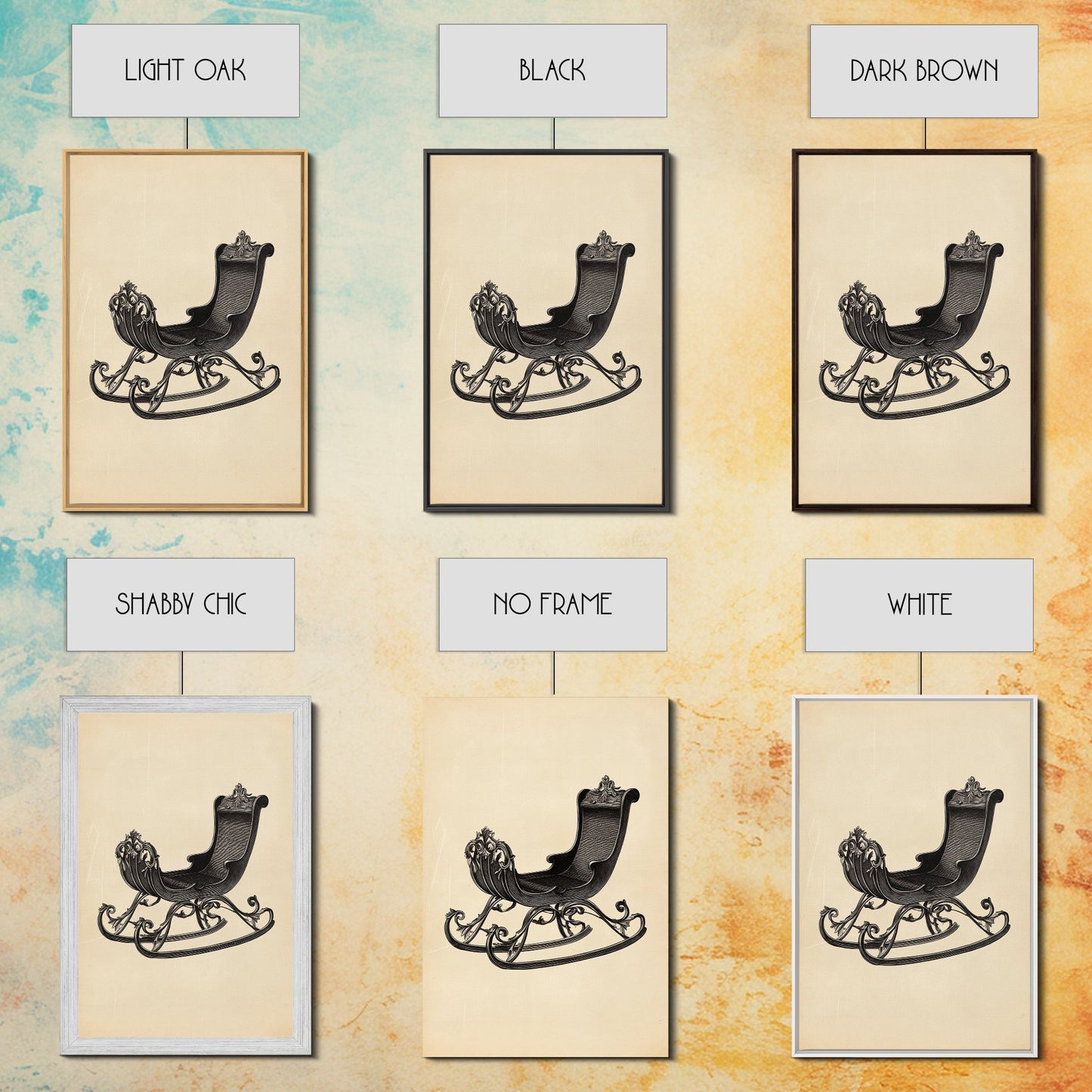 Christmas Sleigh Canvas Print - Framed Canvas - Minimalist Christmas Art - Boho Christmas Art - Rustic Christmas Art