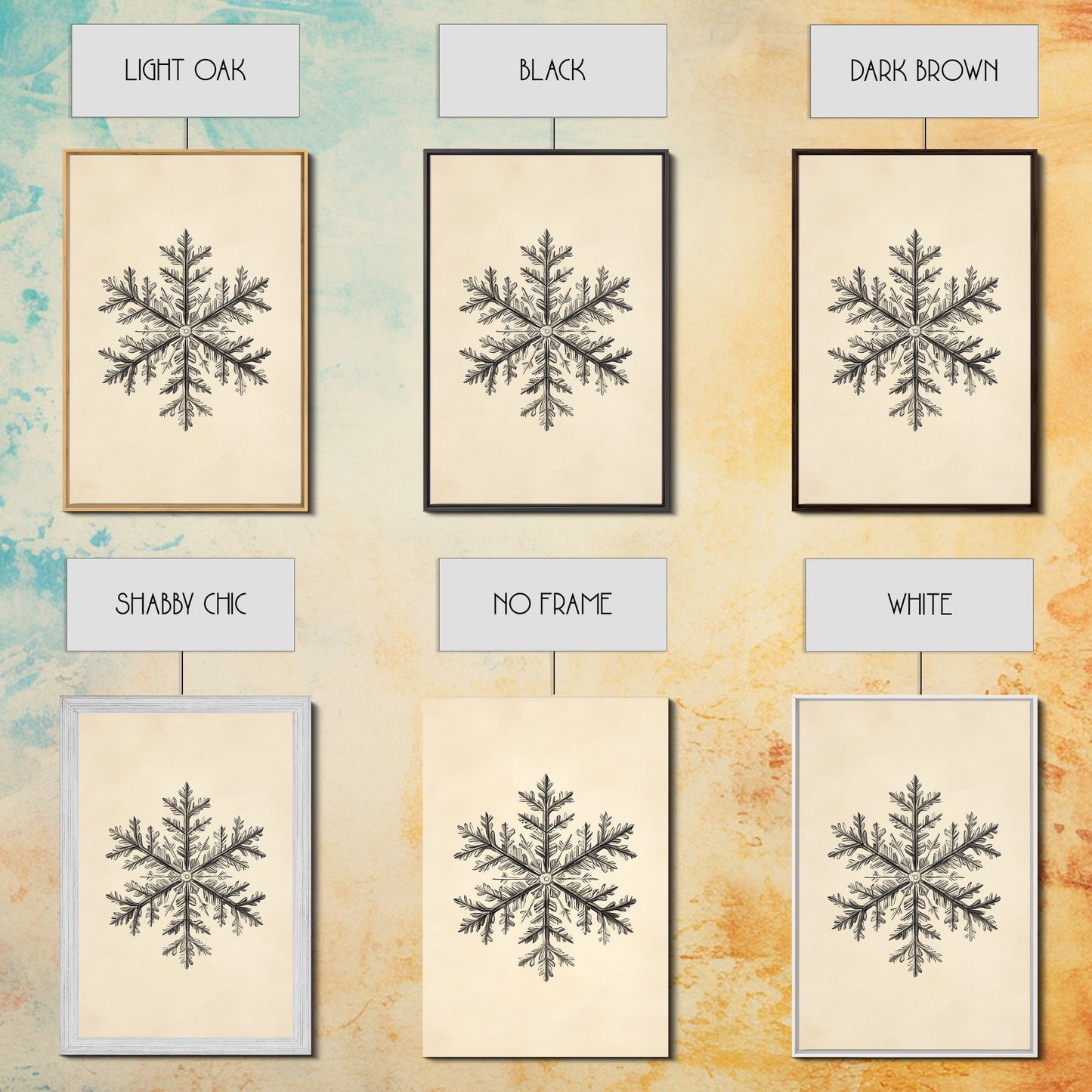 Drawing of a Snowflake Canvas Print - Framed Canvas - Minimalist Christmas Art - Boho Christmas Art - Rustic Christmas Art