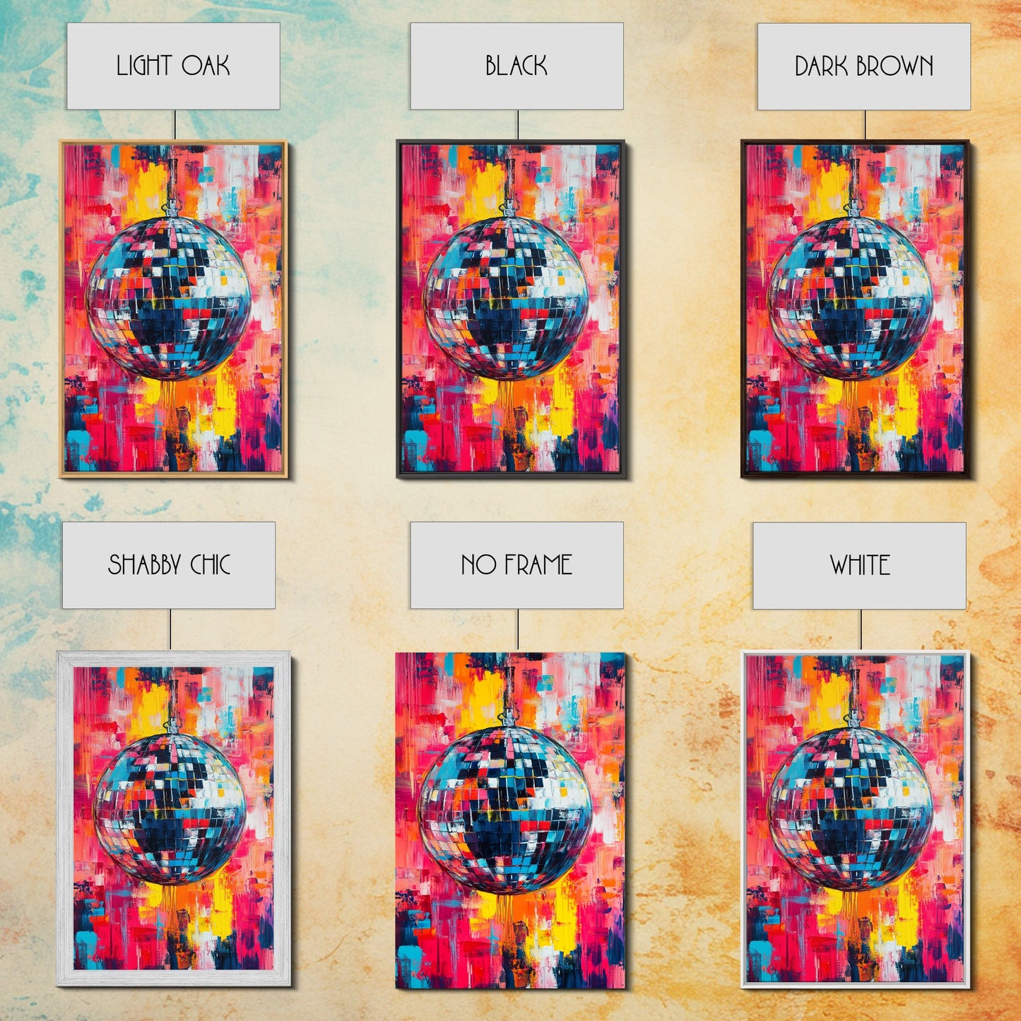 Graffiti Abstract Disco Ball Painting Print, Disco Ball Canvas Print, Rainbow Disco Ball, Pop Art Disco Ball Wall Art For Living Room