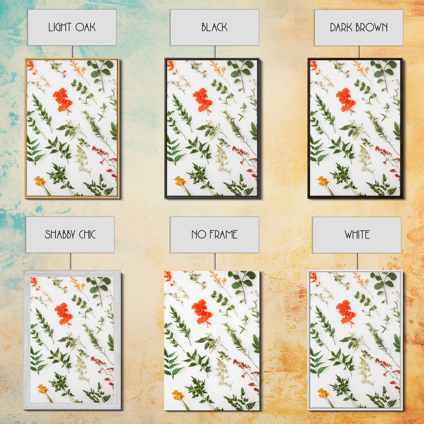 Boho Floral Botanical Wall Art Canvas Print, Minimalist Modern Farmhouse Home Decor, Living Room Wall Art, Bedroom Decor, Flower Print