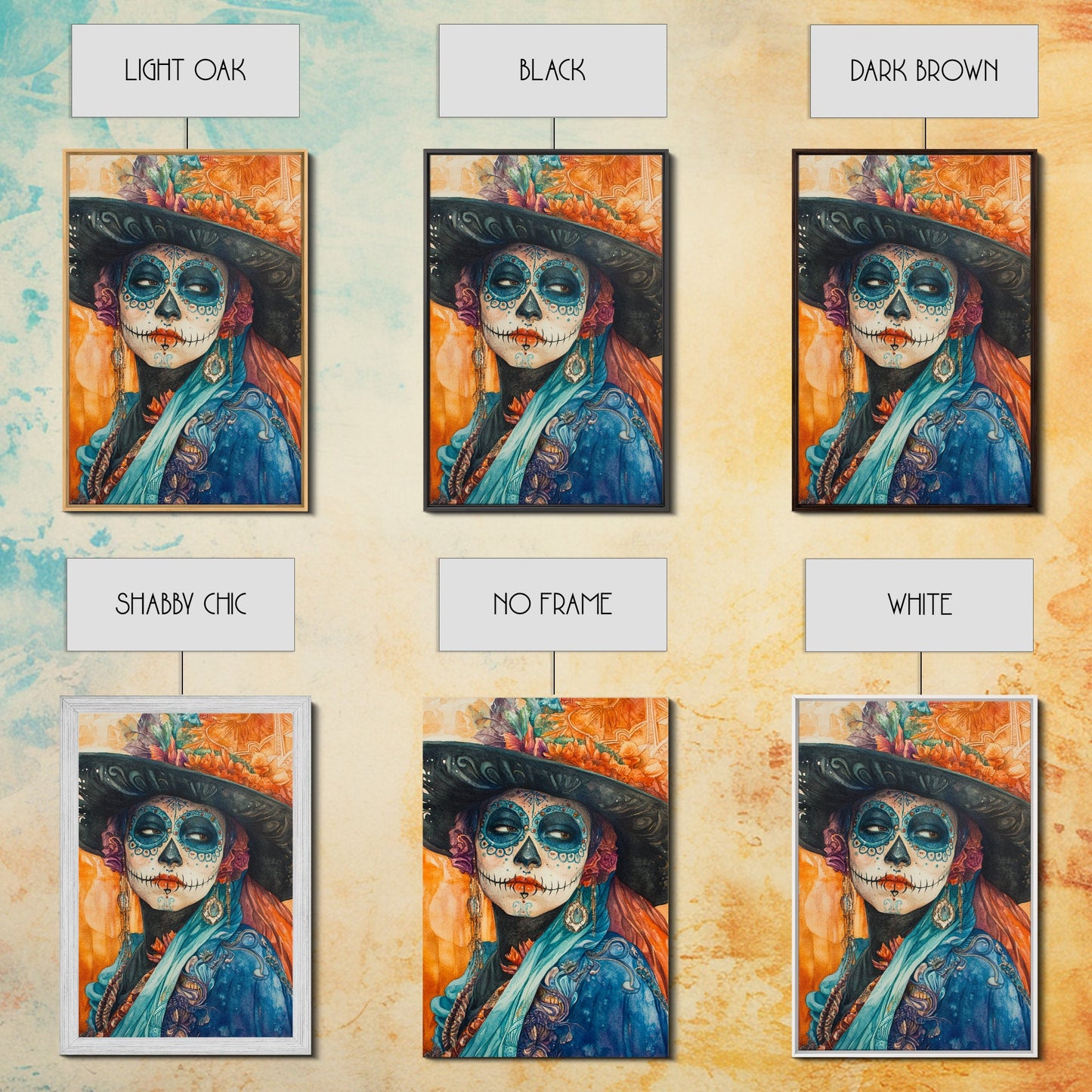 Chicano Art Framed Canvas Print, Day of the Dead / Dia De Los Muertos Wall Art, Mexicano Decor, Mexicano Wall Art, Southwestern Wall Art