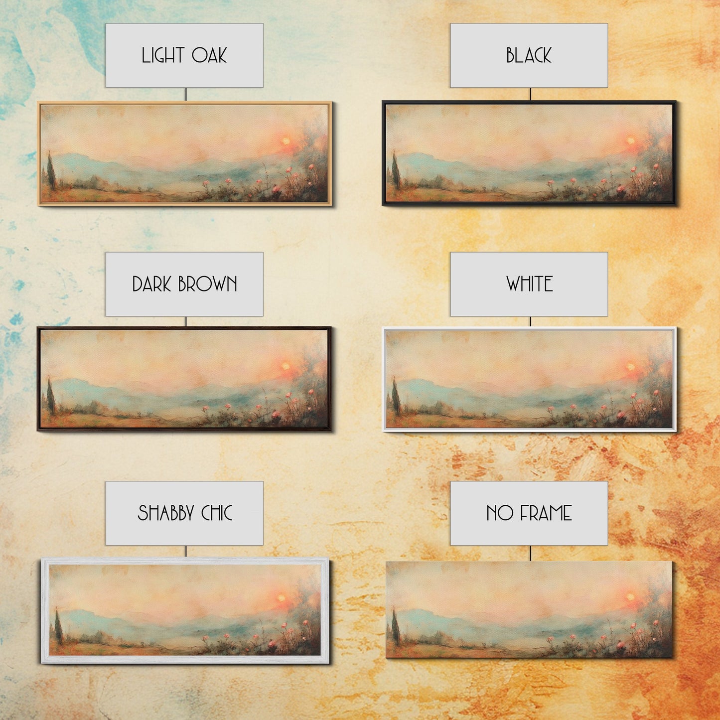 Moody Floral Landscape Painting Print, Panoramic Wall Art, Moody Artwork, Moody Landscape, Moody Wallpaper Wall Art, Moody Art Print