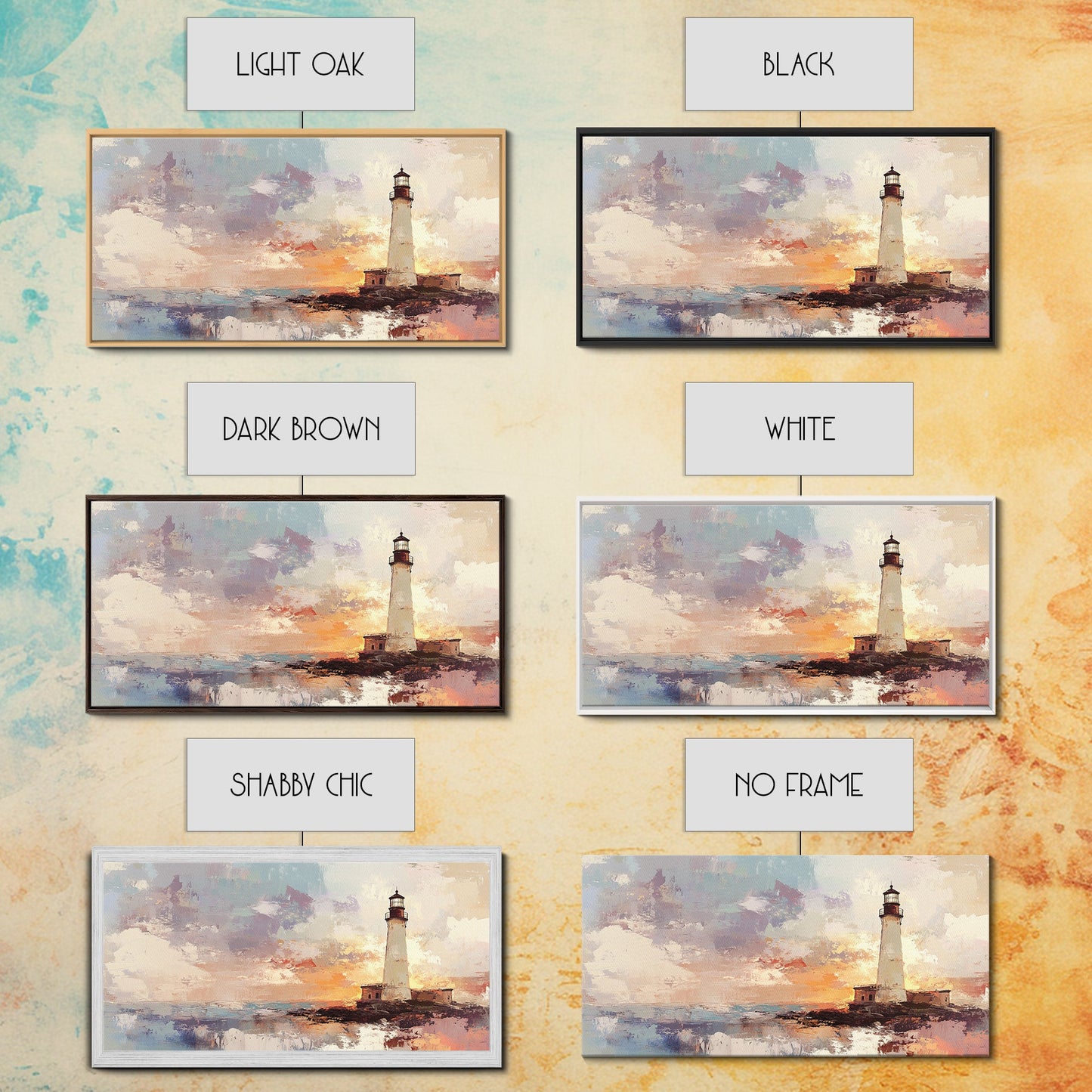 Abstract Oil Painting Print of a Light House, Framed Canvas Print, Nautical Themed Home Decor, Seascapes Painting