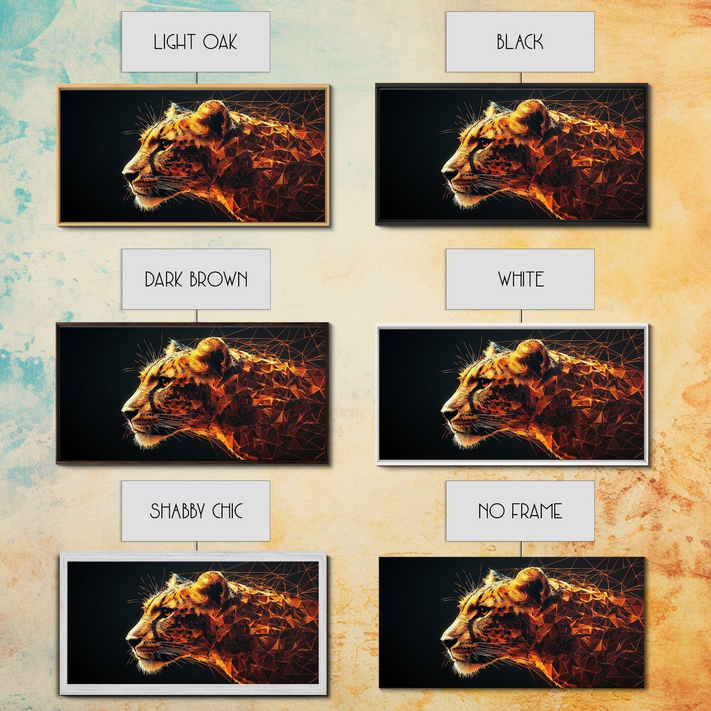 Horizontal Cheetah Print - Framed Canvas Print - Cheetah Painting - Cheetah Wall Art - Big Cat Wall Art - Thought Provoking Abstract Art