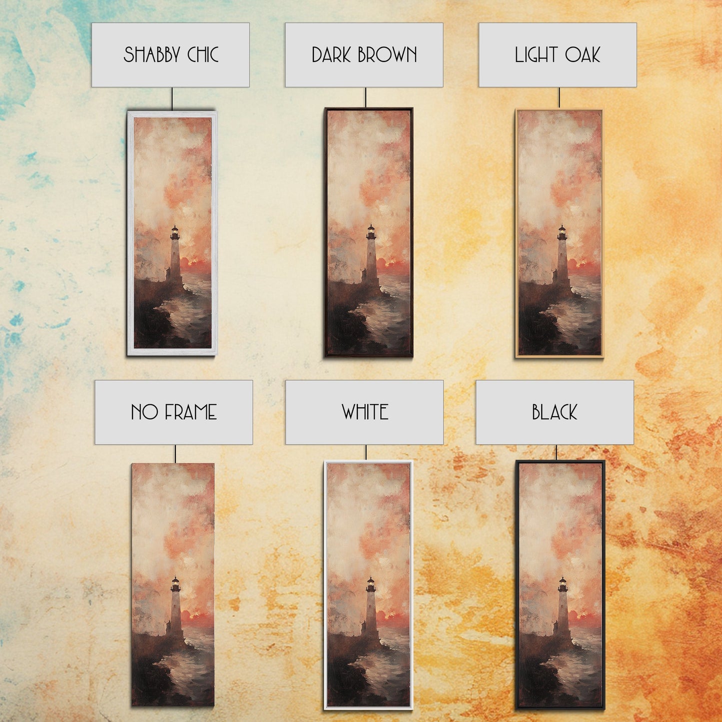 Lighthouse Wall Art Framed Canvas Print - Sunset Wall Art - Coastal Decor - Nautical Decor