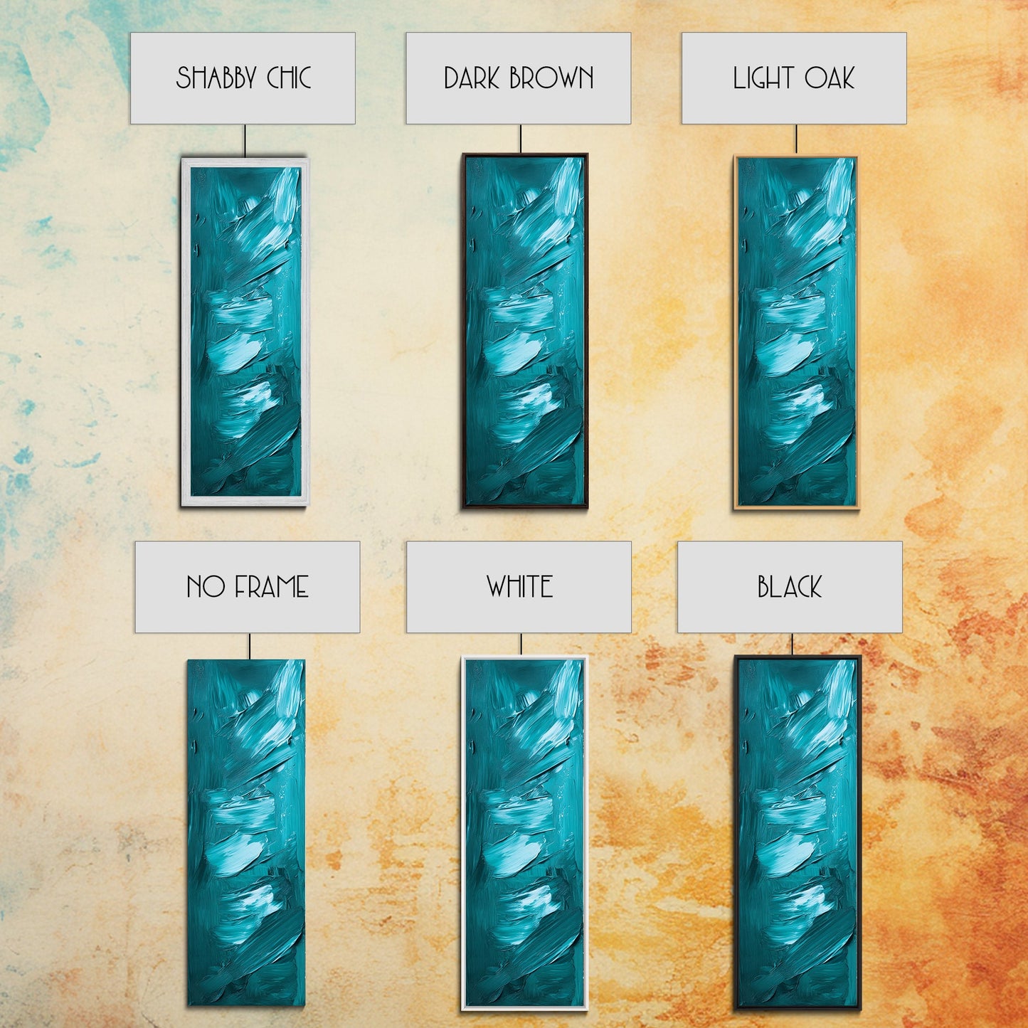 Textured Brushstroke Framed Canvas Print in Bold Teal, Geometric Wall Art, Vertical Wall Art, Coastal Decor, Bedroom Art, Gift Idea