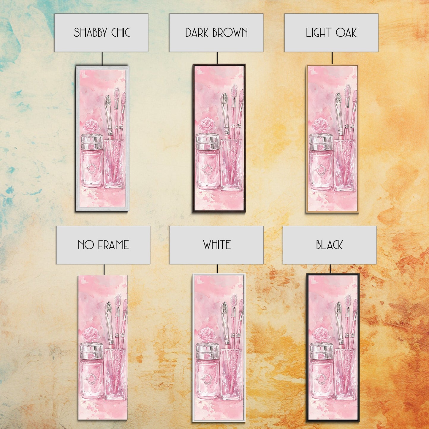 Delicate Makeup Illustration Canvas Print Pink Abstract Art Feminine Wall Decor Light Pink Wall Art Gift Idea Unique Painting