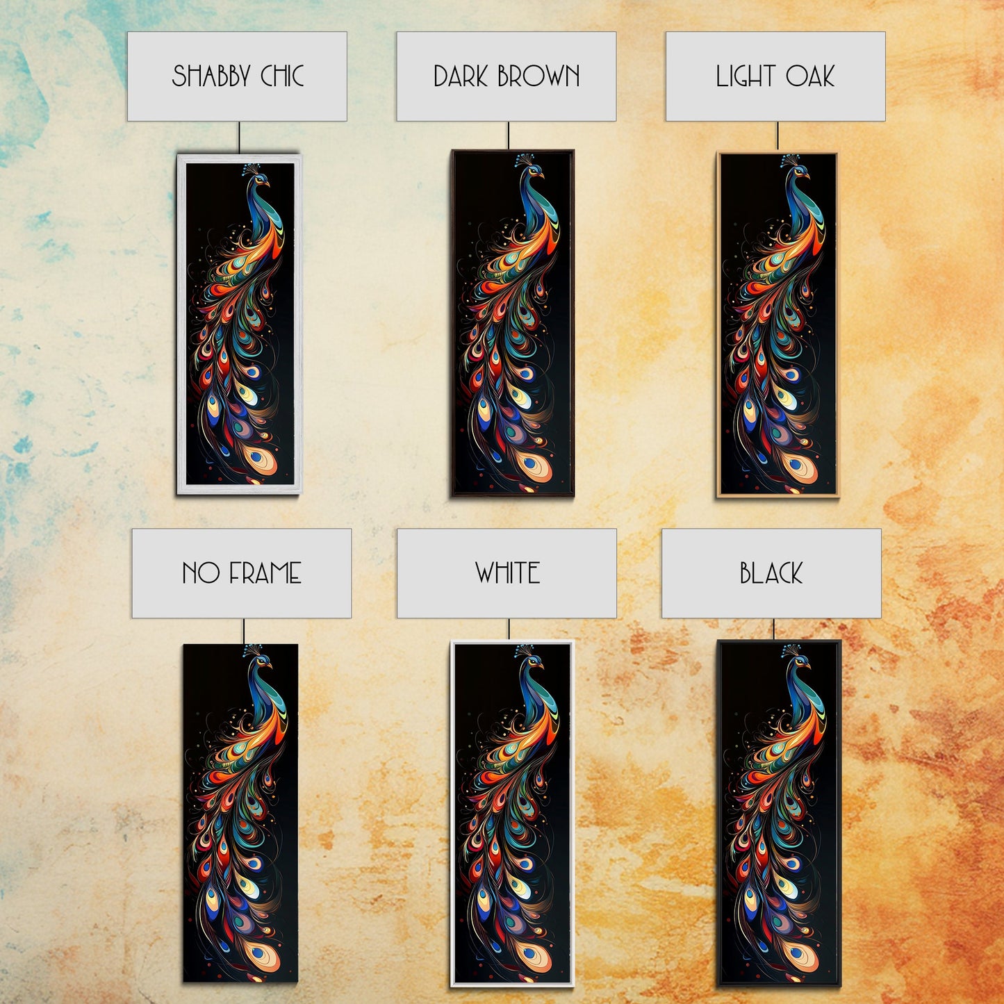 Whimsical Peacock Wall Art Canvas Print with Bold Modern Design and Boho Decor, Perfect Accent for Bedroom or Living Room Art